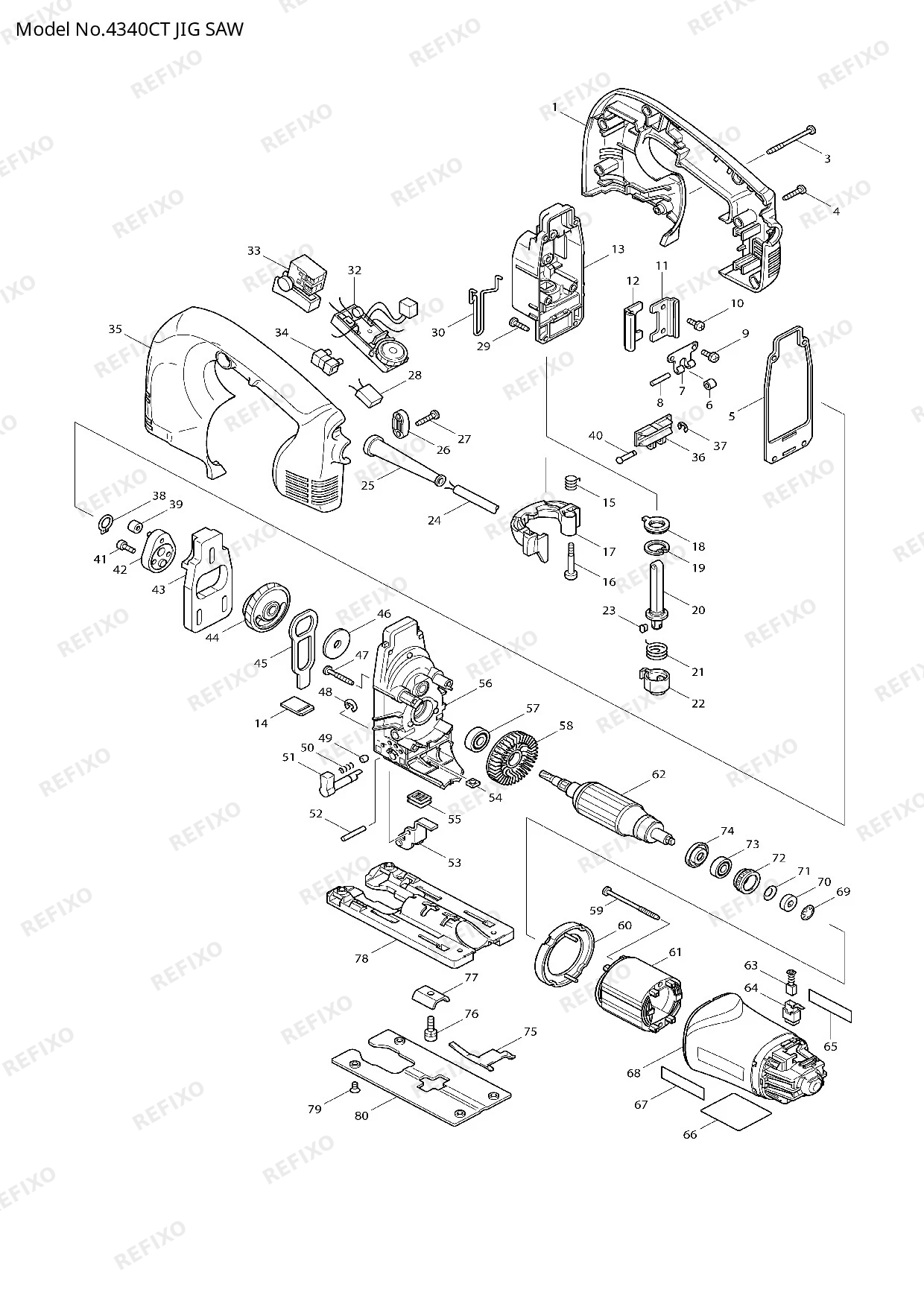 Деталировка MAKITA 4340CT — схема запчастей в разборе