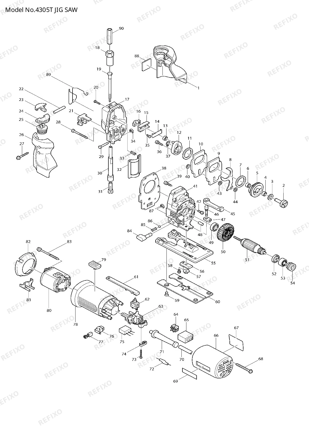 Деталировка MAKITA 4305T — схема запчастей в разборе