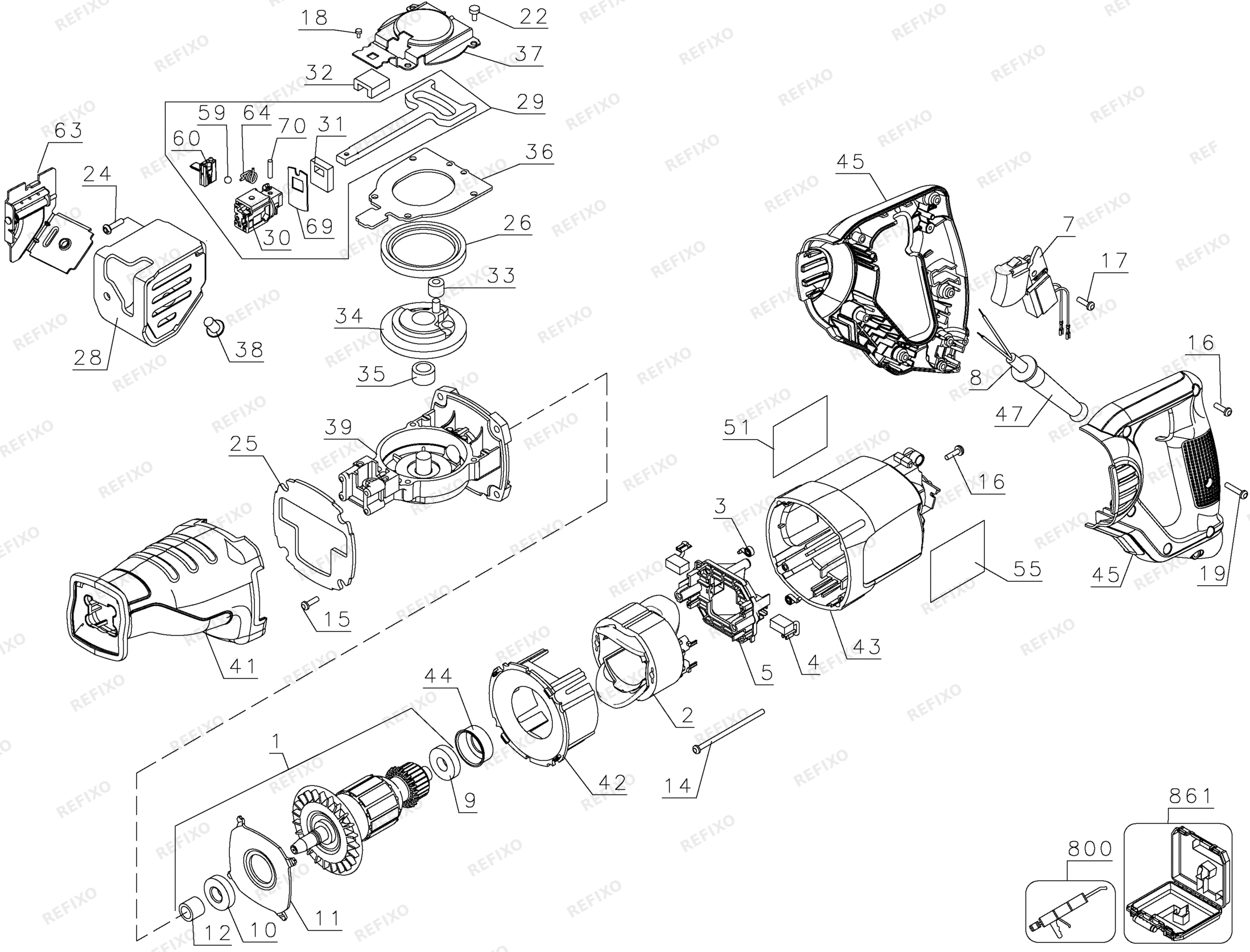 Деталировка DeWalt BTIRS1050E-QS TYPE 4 BTI DW304PK BTIRS1050E-QS BTIRS1050E — схема запчастей в разборе