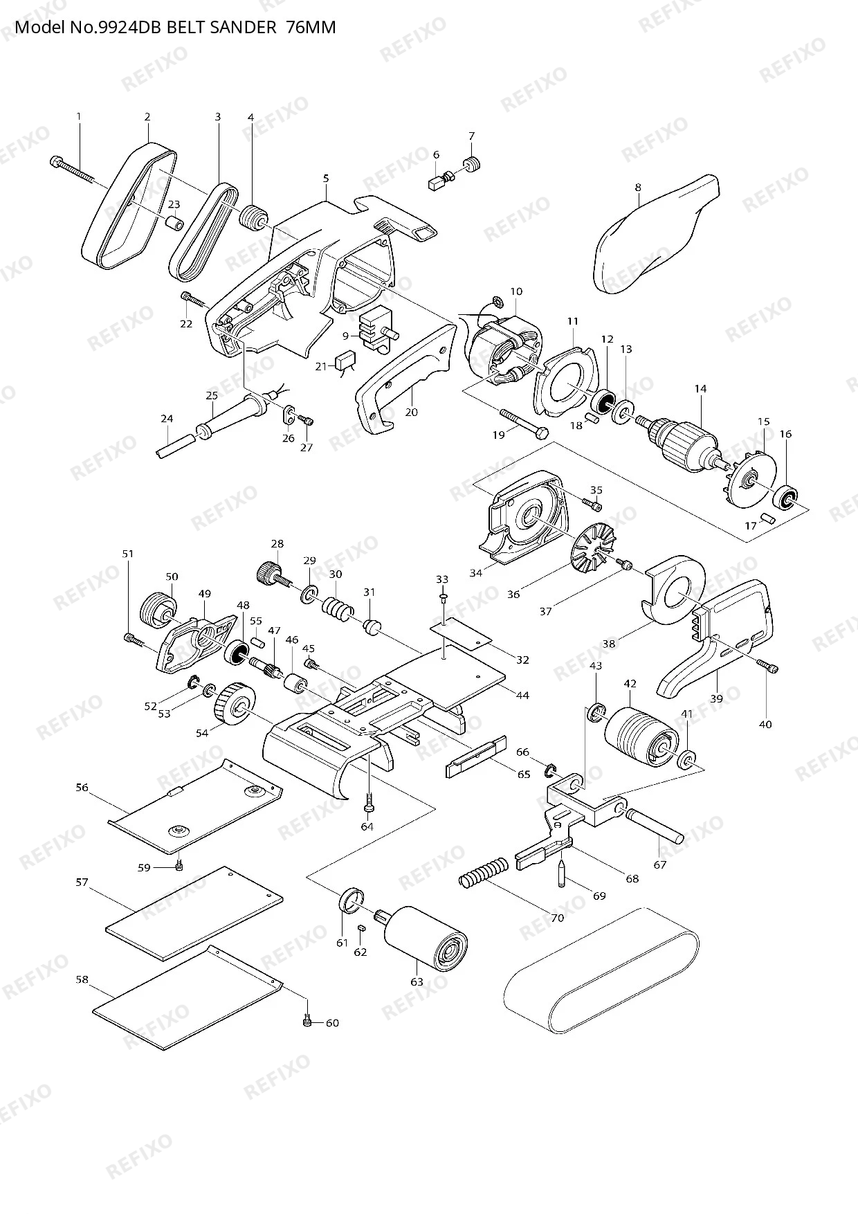 Деталировка MAKITA 9924DB — схема запчастей в разборе