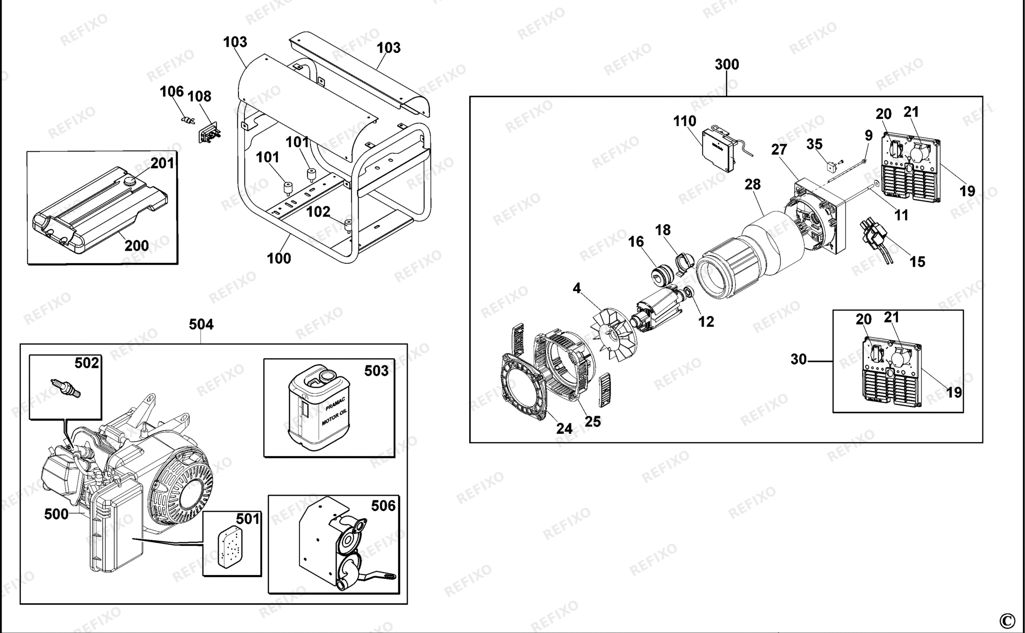Деталировка DeWalt PE612SHI010-XJ TYPE 1 GENERATOR PE612SHI010-XJ PE612SHI010 — схема запчастей в разборе