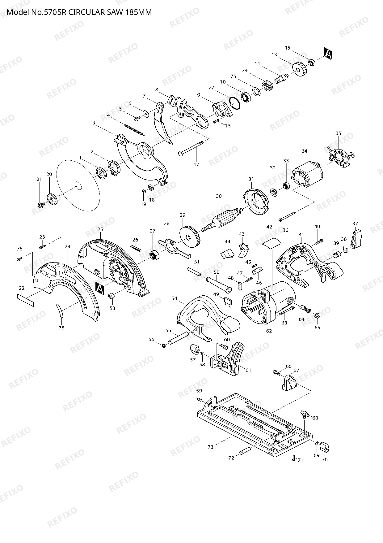 Деталировка MAKITA 5705R — схема запчастей в разборе