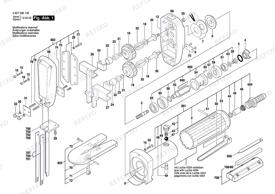Деталировка Bosch Pw-Schaumstoffsäge 7595-100 (0 607 595 100) — схема запчастей в разборе