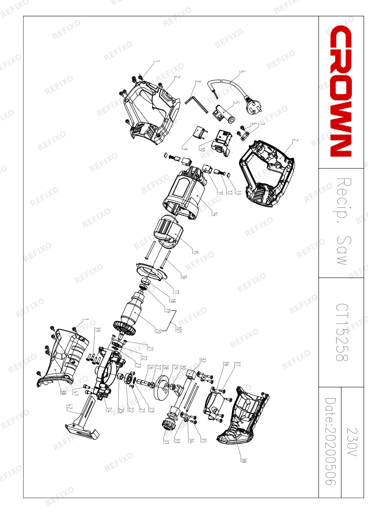Деталировка CROWN CT15258 — схема запчастей в разборе