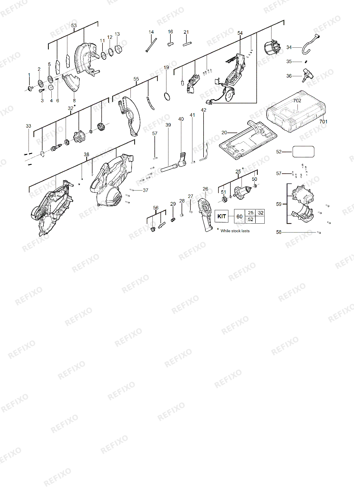 Деталировка MILWAUKEE M18FMCS 0X 4933459192 4000458740 — схема запчастей в разборе