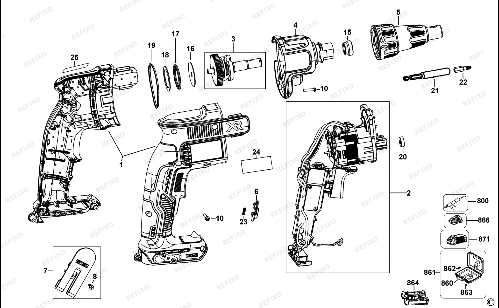Деталировка DeWalt DCF620-QW TYPE 1 аккумуляторный -SCHAUBENDREHER DCF620-QW DCF620 — схема запчастей в разборе