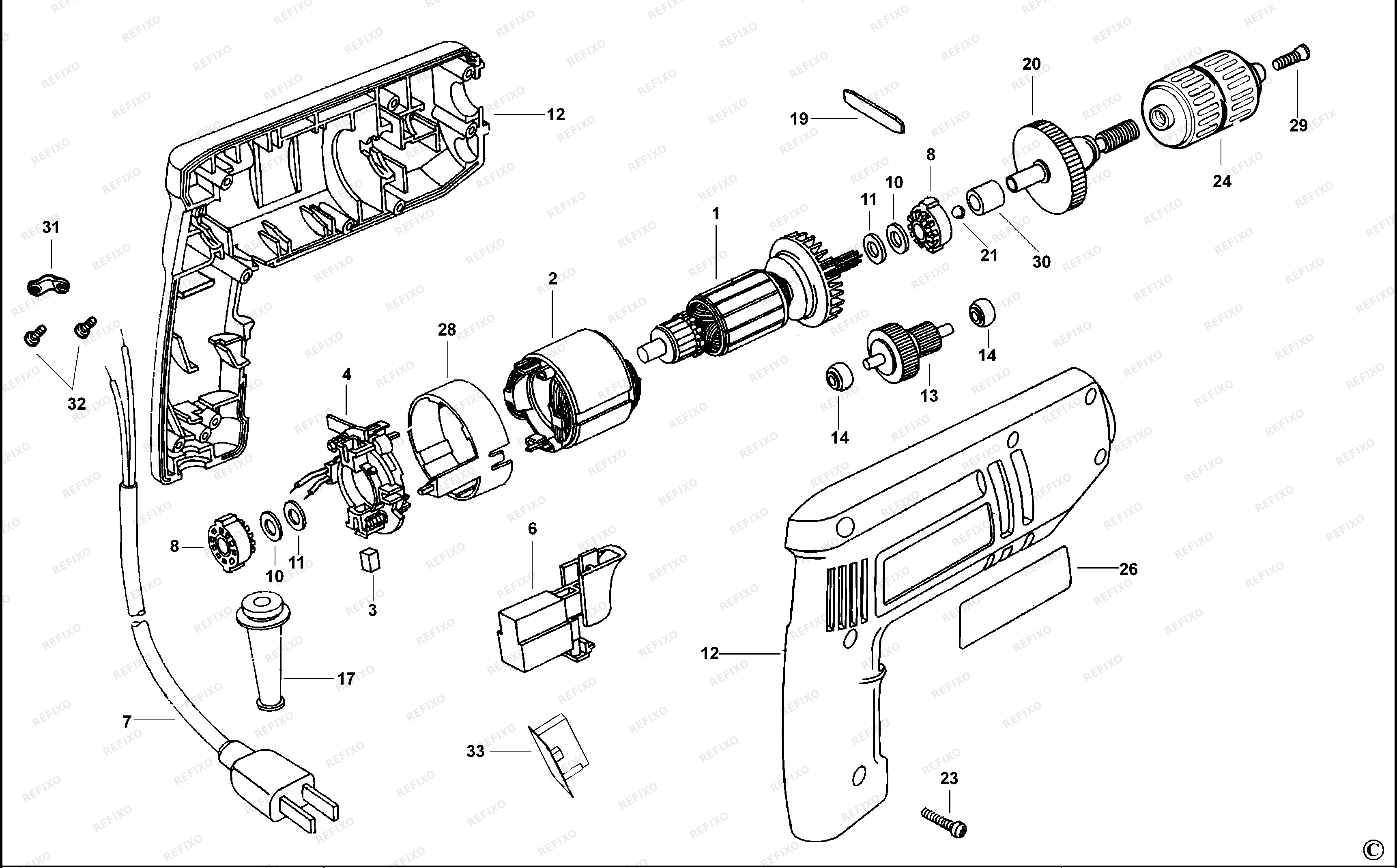 Black&Decker ДРЕЛЬ 7153 — схема запчастей