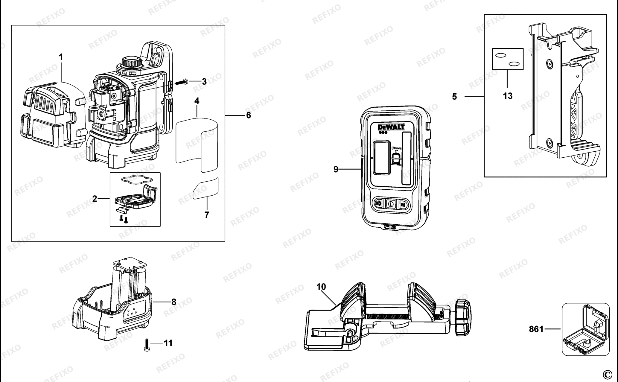 Деталировка DeWalt DW089KD-QW TYPE 1 MULTILINIENLASER DW089KD-QW DW089KD — схема запчастей в разборе