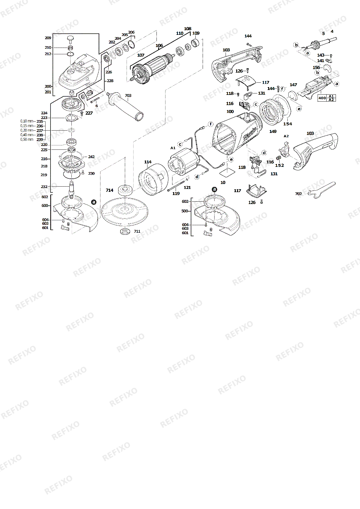 Деталировка MILWAUKEE AGV24 230GE 4933402330 4000402618 — схема запчастей в разборе