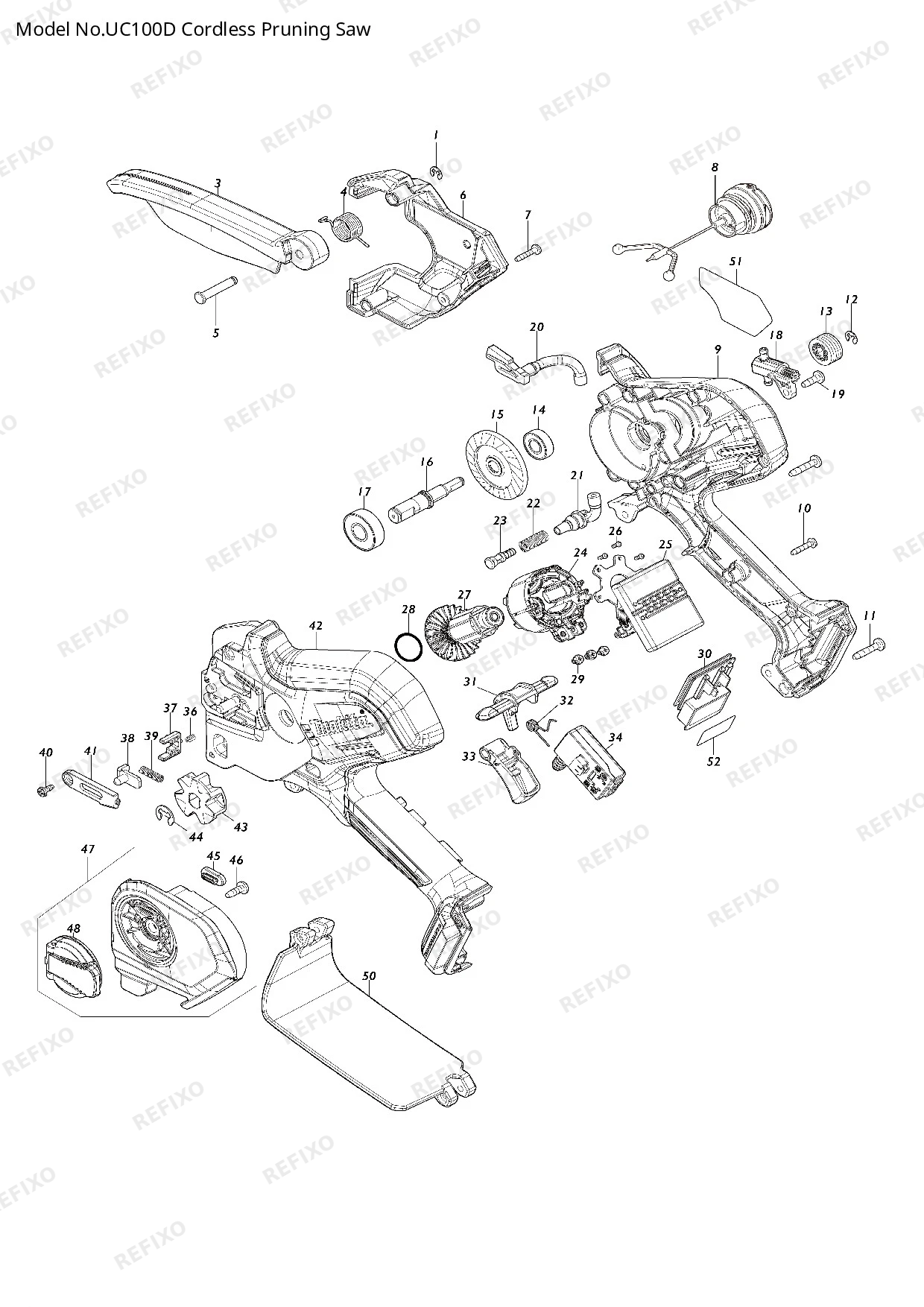 Деталировка MAKITA UC100D — схема запчастей в разборе
