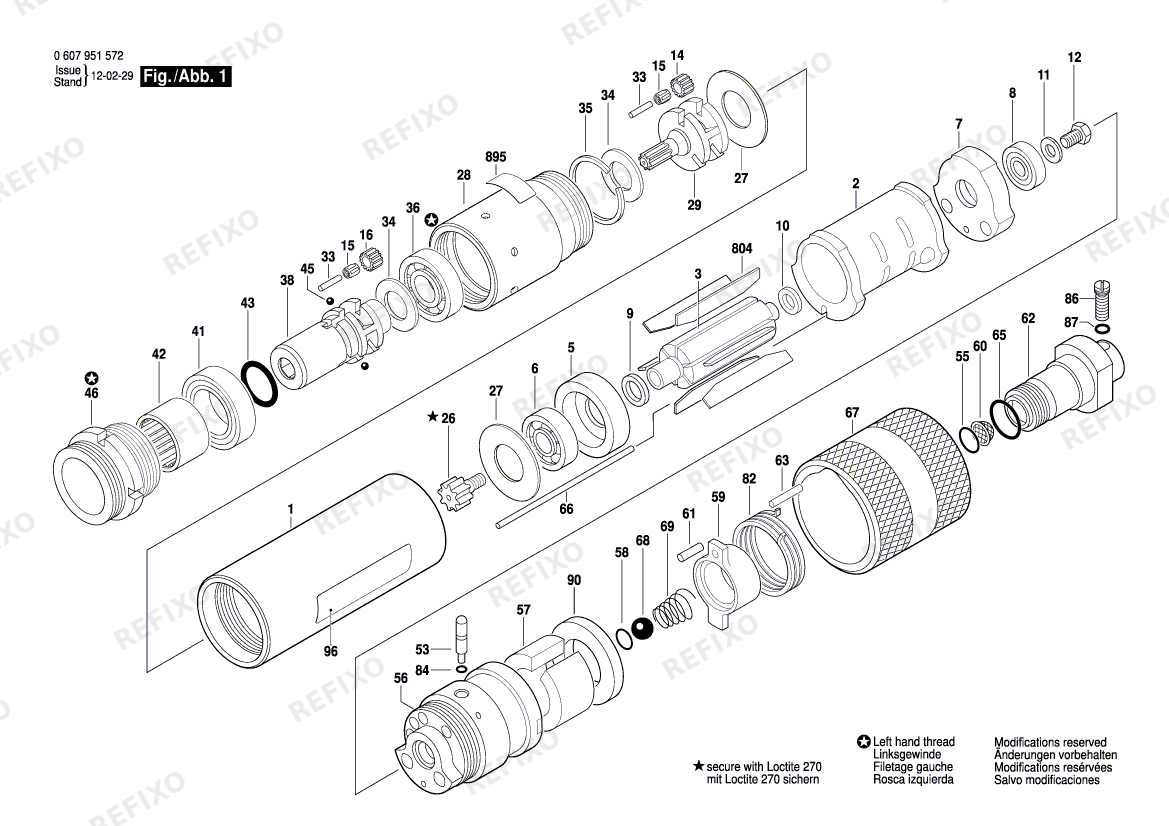 Деталировка Bosch Einbaumotor 370 WATT-SERIE (0 607 951 572) — схема запчастей в разборе