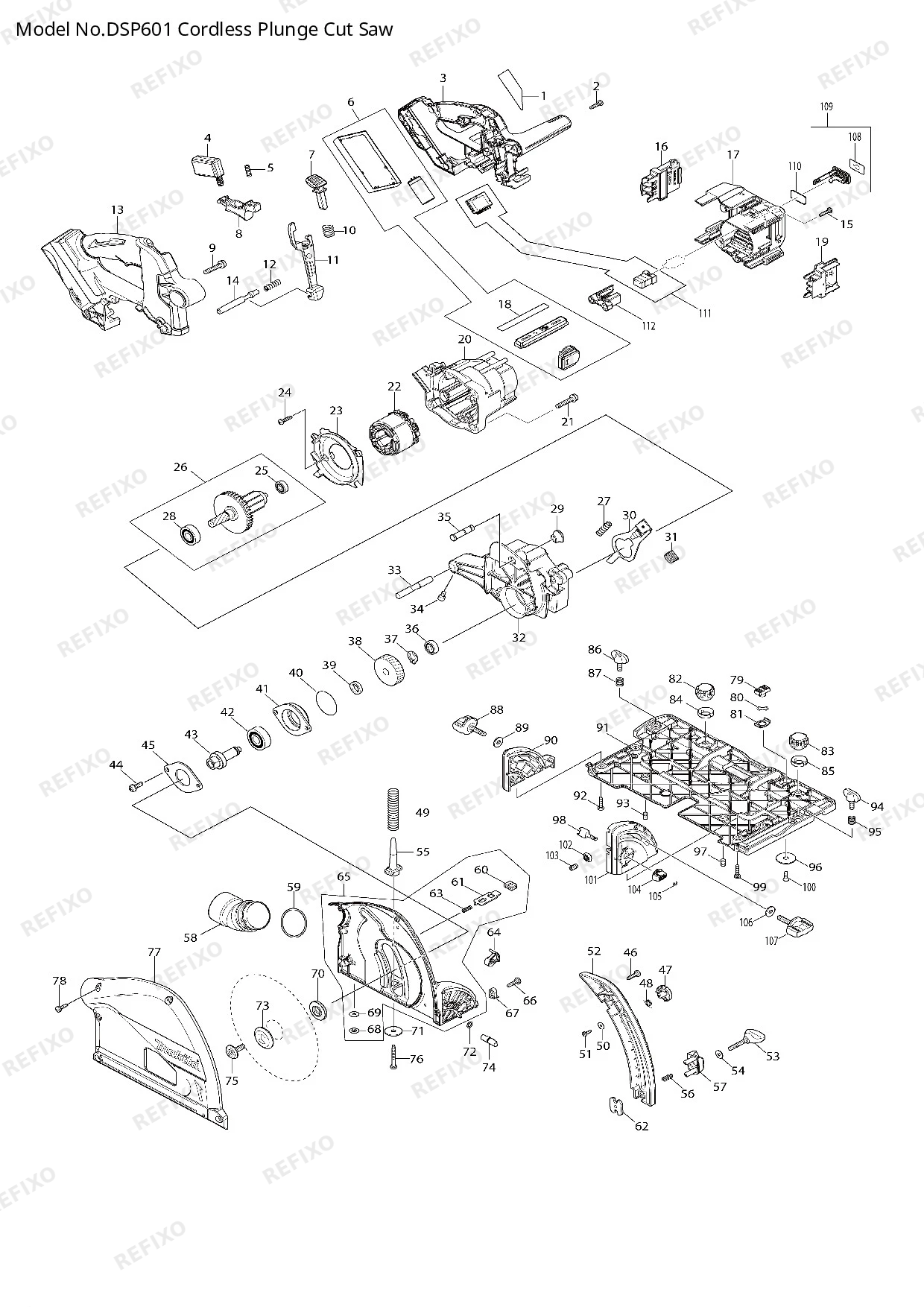 Деталировка MAKITA DSP601 — схема запчастей в разборе