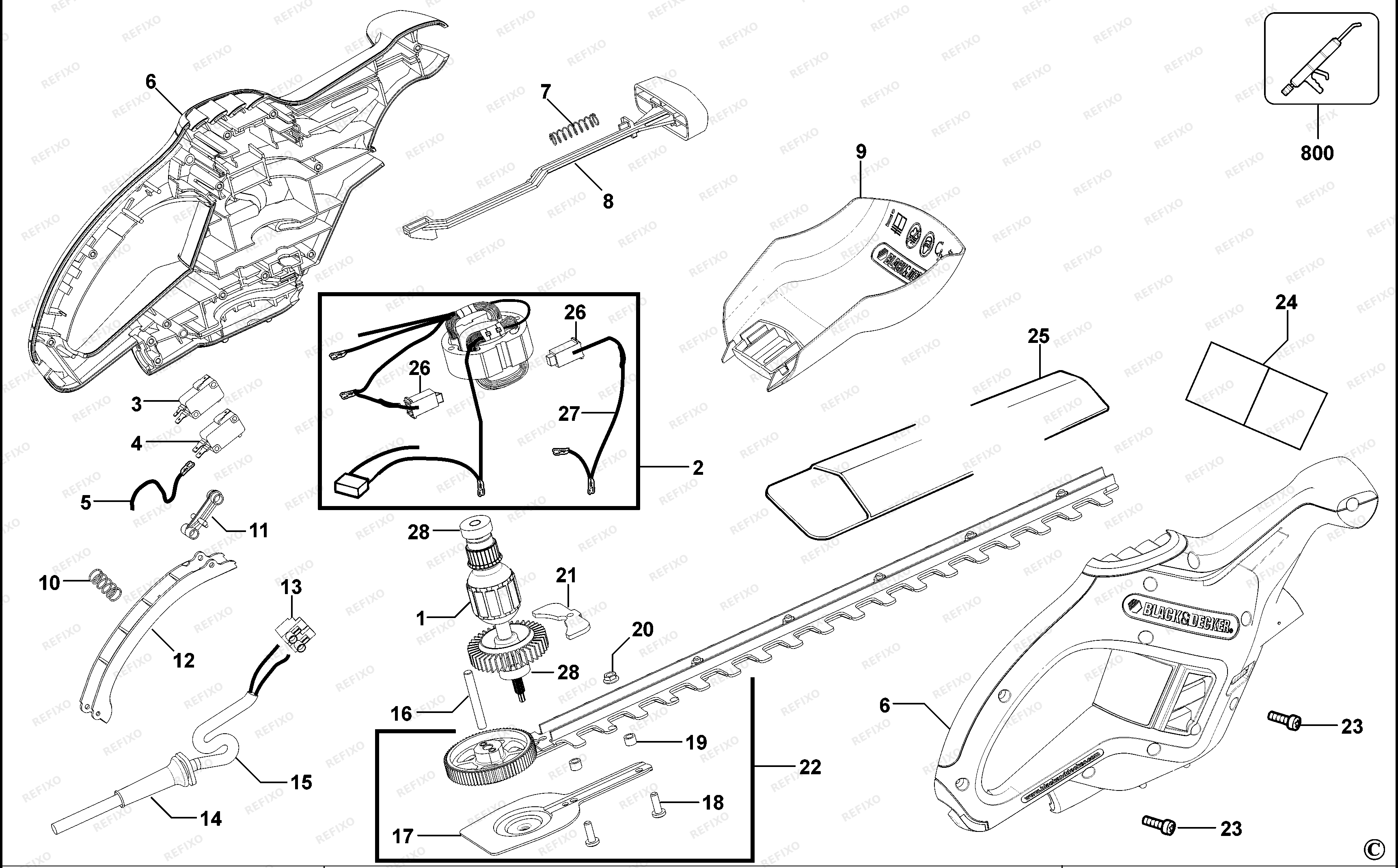 Black&Decker КУСТОРЕЗ GT100 — схема запчастей