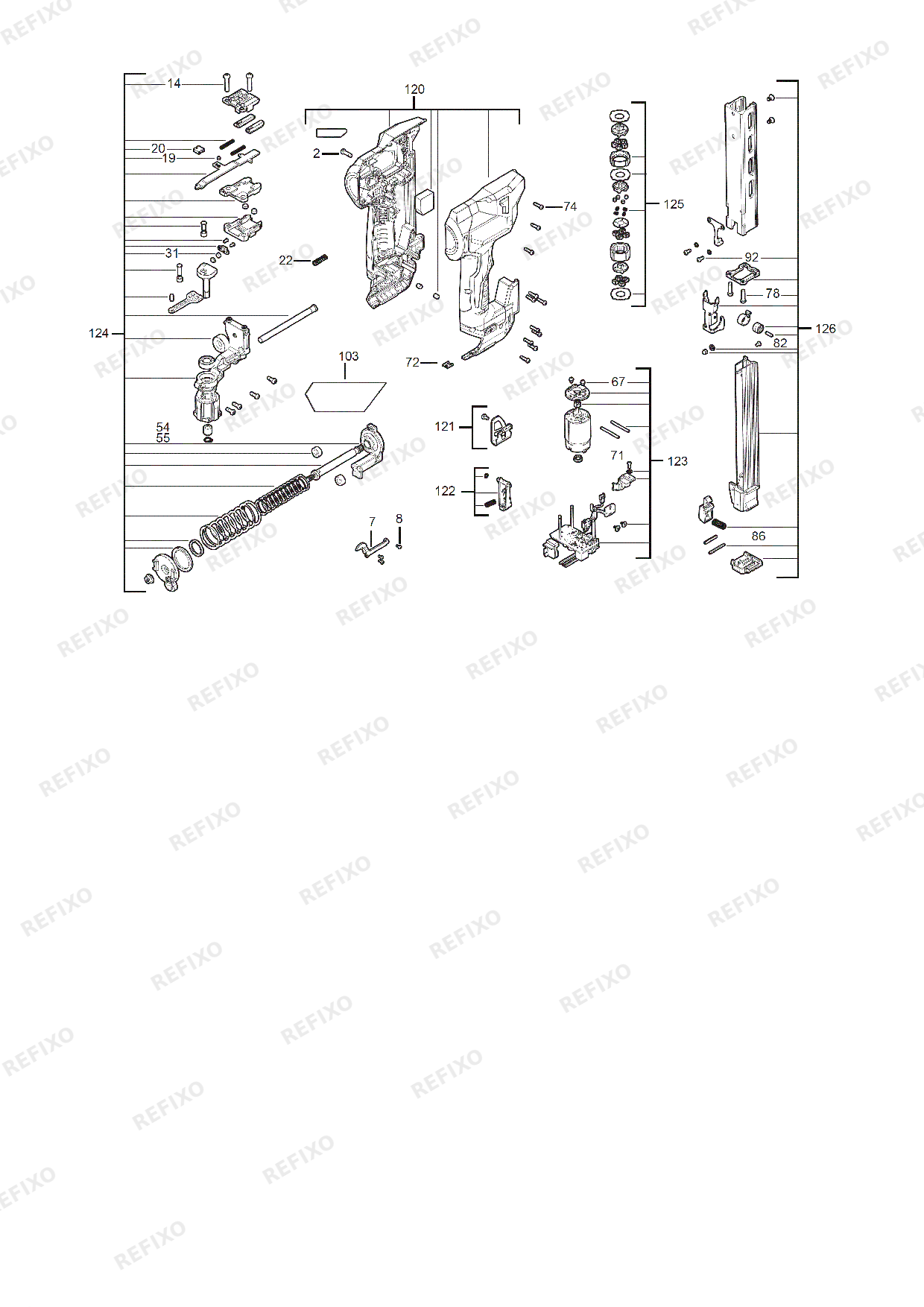 Деталировка MILWAUKEE M12BCST 0 4933480488 4000491315 — схема запчастей в разборе