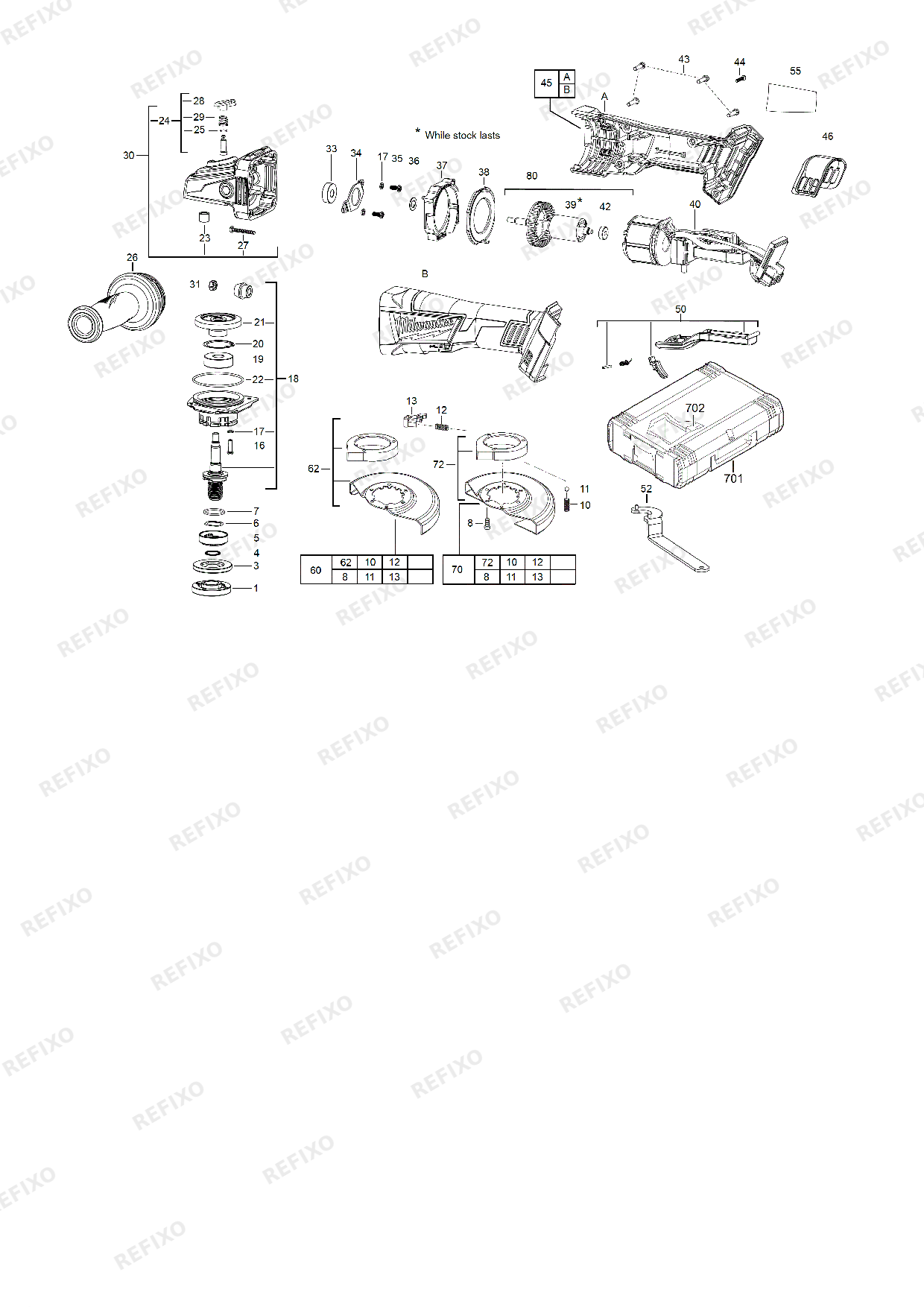 Деталировка MILWAUKEE M18CAG125XPD 0X 4933451441 4000458512 — схема запчастей в разборе