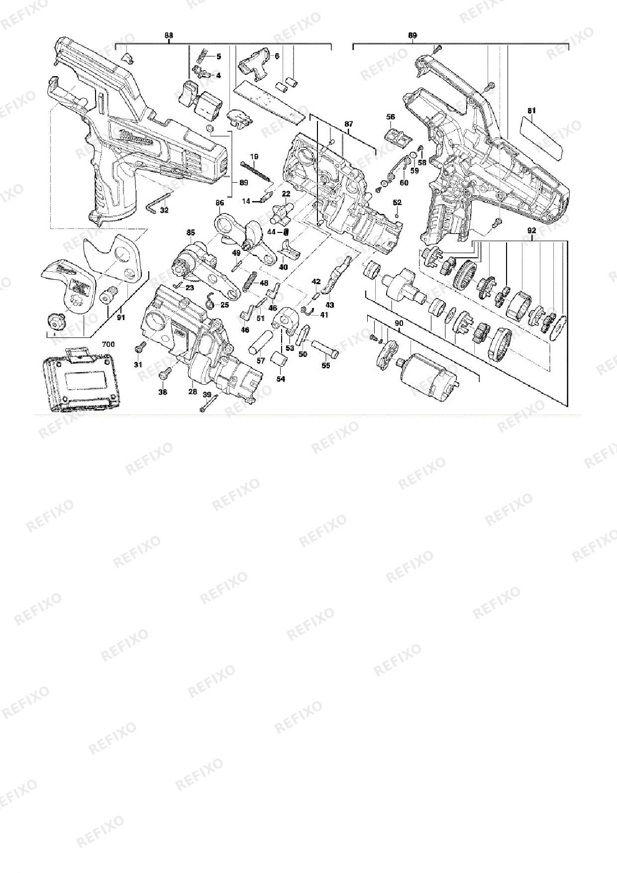 Деталировка MILWAUKEE M12CC 0 4933431600 4000431601 — схема запчастей в разборе
