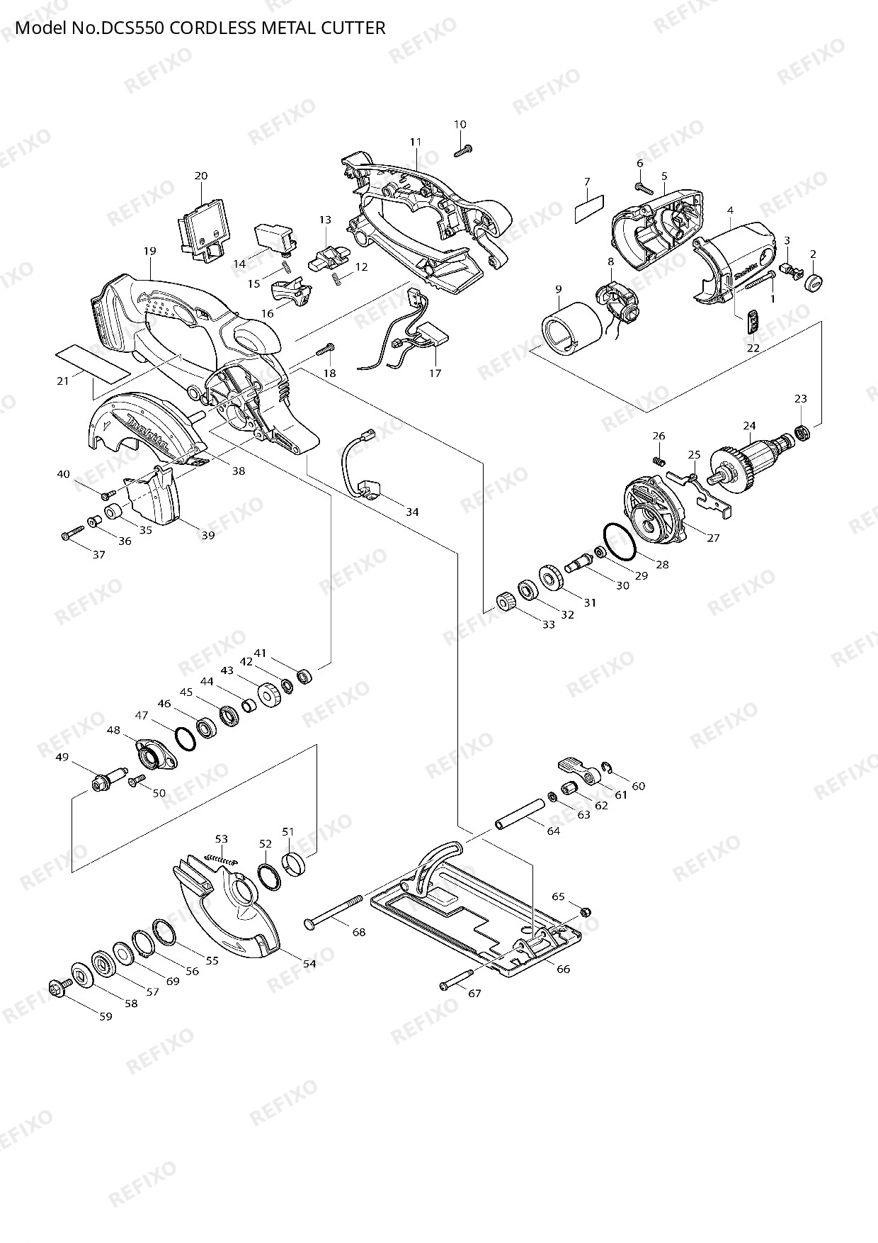 Деталировка MAKITA DCS550 — схема запчастей в разборе