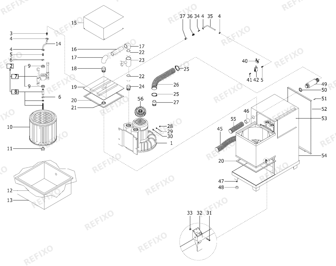 Деталировка Festool Turbo 7501 400V - Absaugturbine 492595 — схема запчастей в разборе