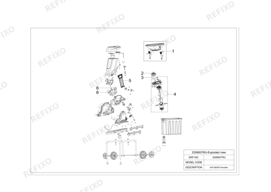Деталировка Greenworks 2208007RU Exploded view — схема запчастей в разборе