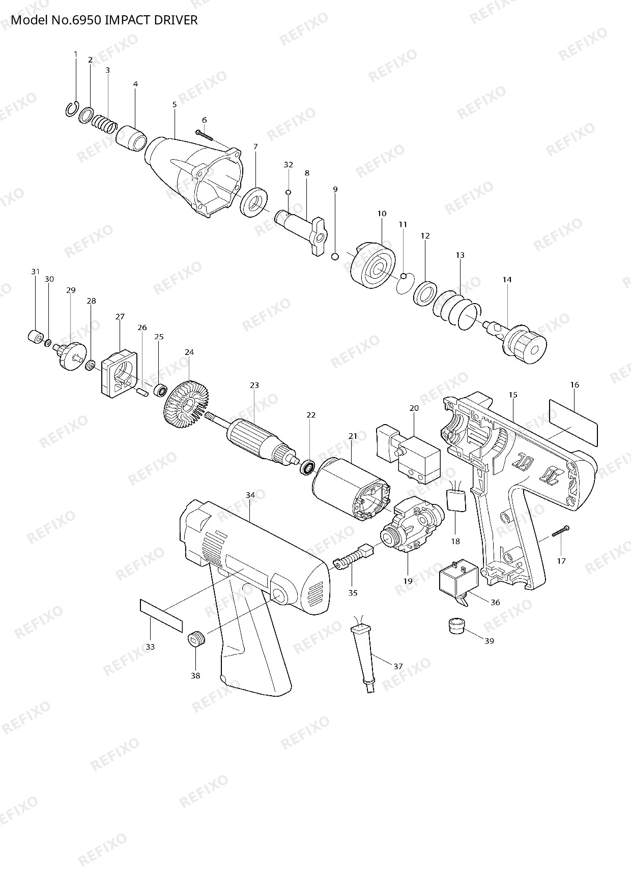 Деталировка MAKITA 6950 — схема запчастей в разборе