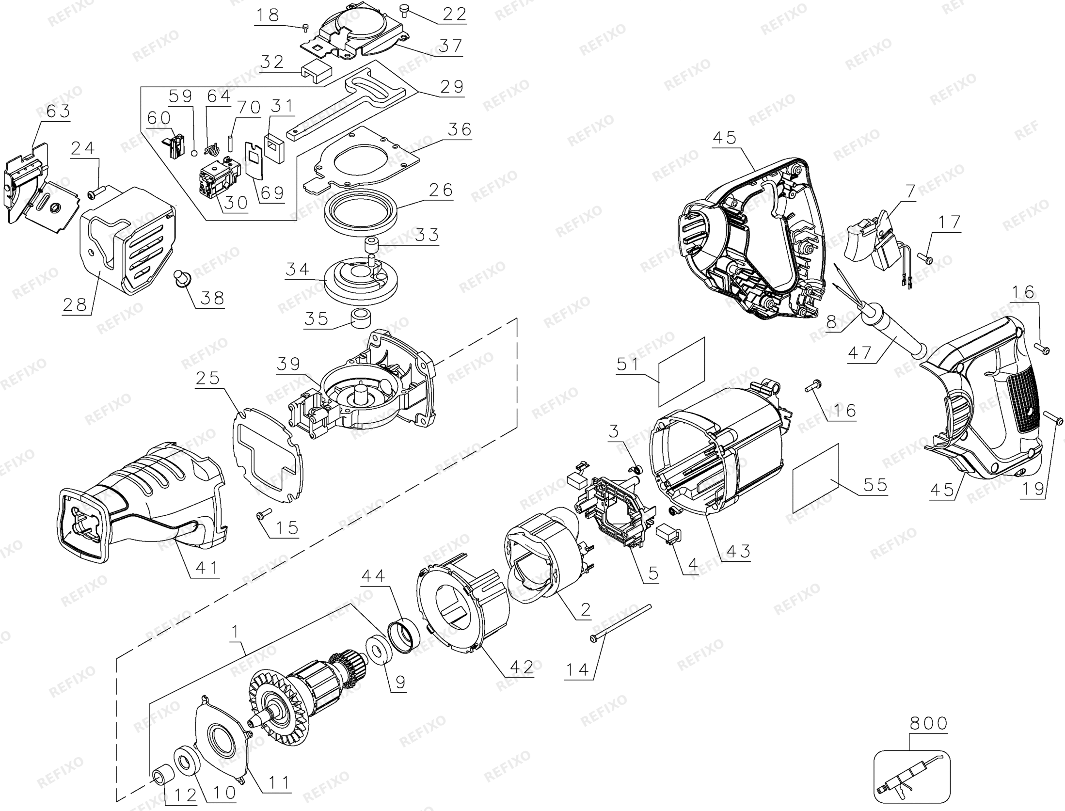 Деталировка DeWalt BTIRS1050E-QS TYPE 5 BTI DW304PK BTIRS1050E-QS BTIRS1050E — схема запчастей в разборе