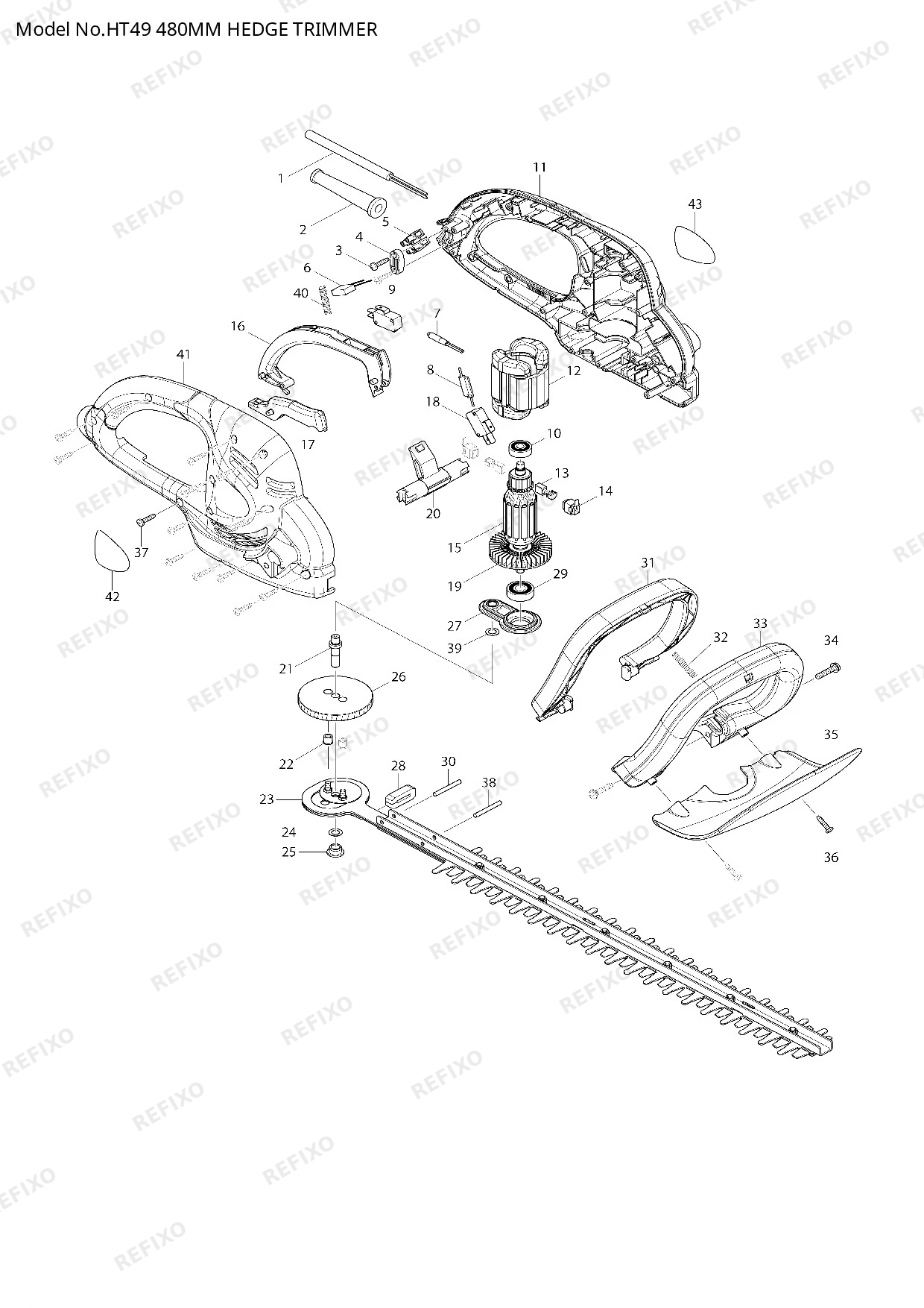 Деталировка MAKITA HT 49 — схема запчастей в разборе