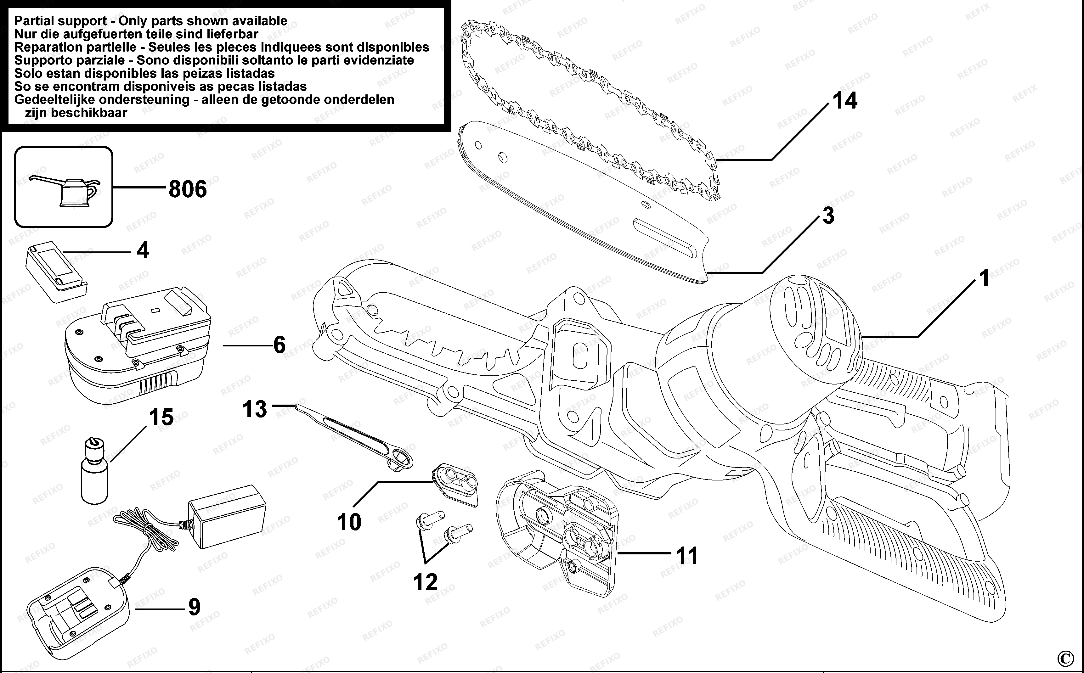 Black&Decker ЦЕПНОЙ СУЧКОРЕЗ GKC1000 — схема запчастей