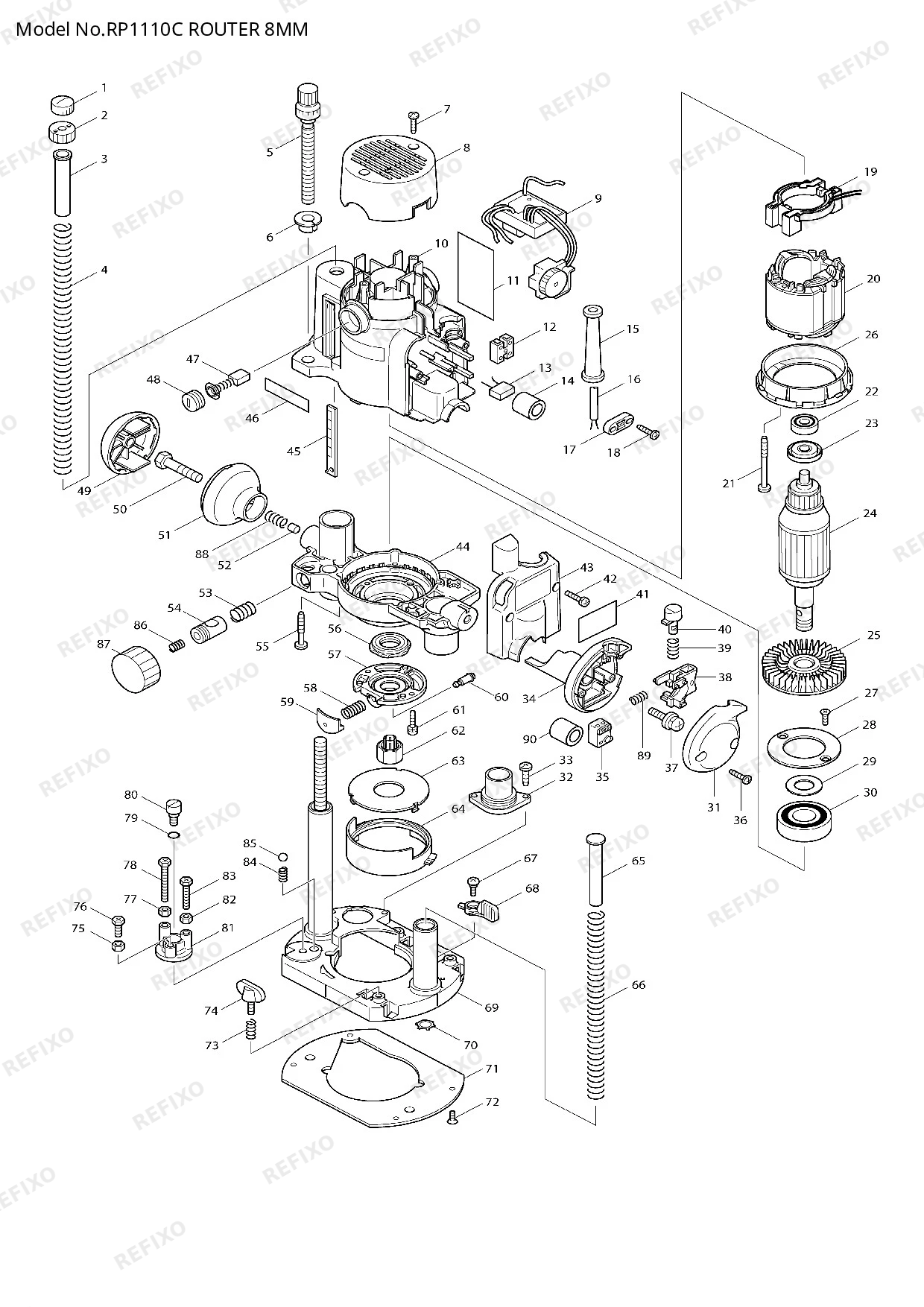 Деталировка MAKITA RP1110C — схема запчастей в разборе