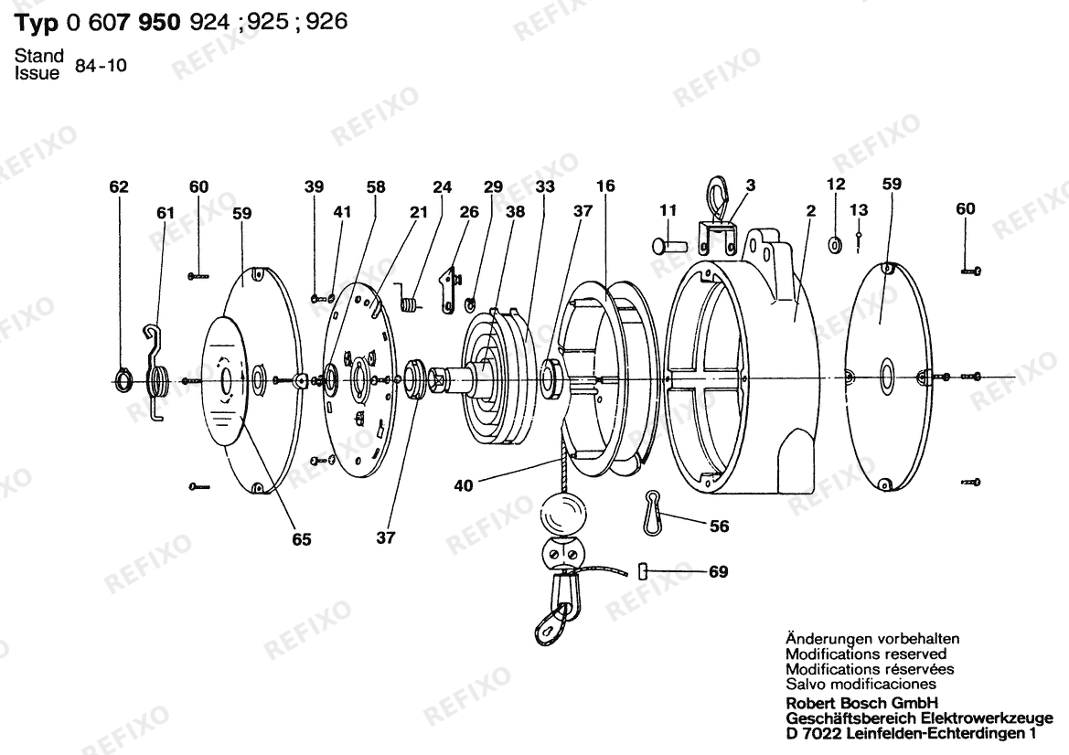 Деталировка Bosch Federzug BPT (0 607 950 924) — схема запчастей в разборе
