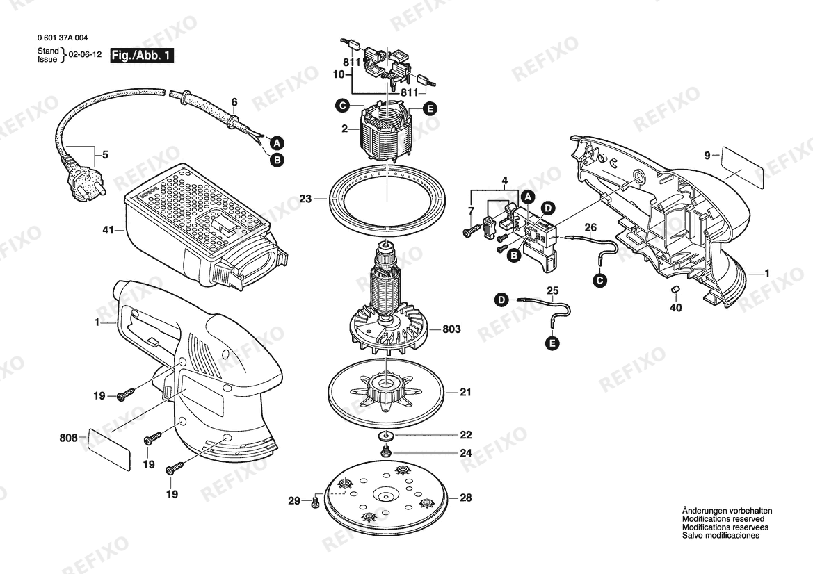 Деталировка Bosch Эксцентриковая шлифмашина GEX 270 A | 230 V | 009 - CN (0 601 37A 043) — схема запчастей в разборе