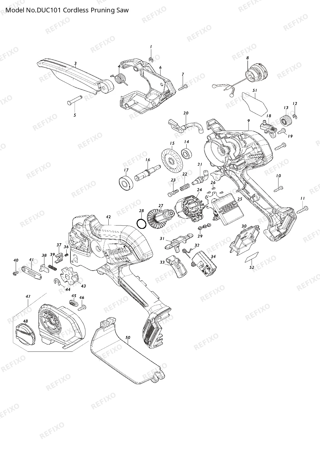 Деталировка MAKITA DUC101 — схема запчастей в разборе