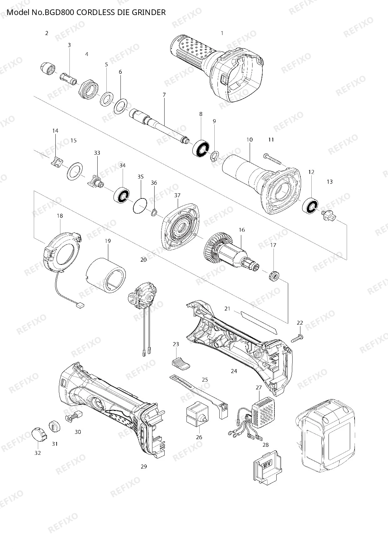 Деталировка MAKITA BGD800 — схема запчастей в разборе