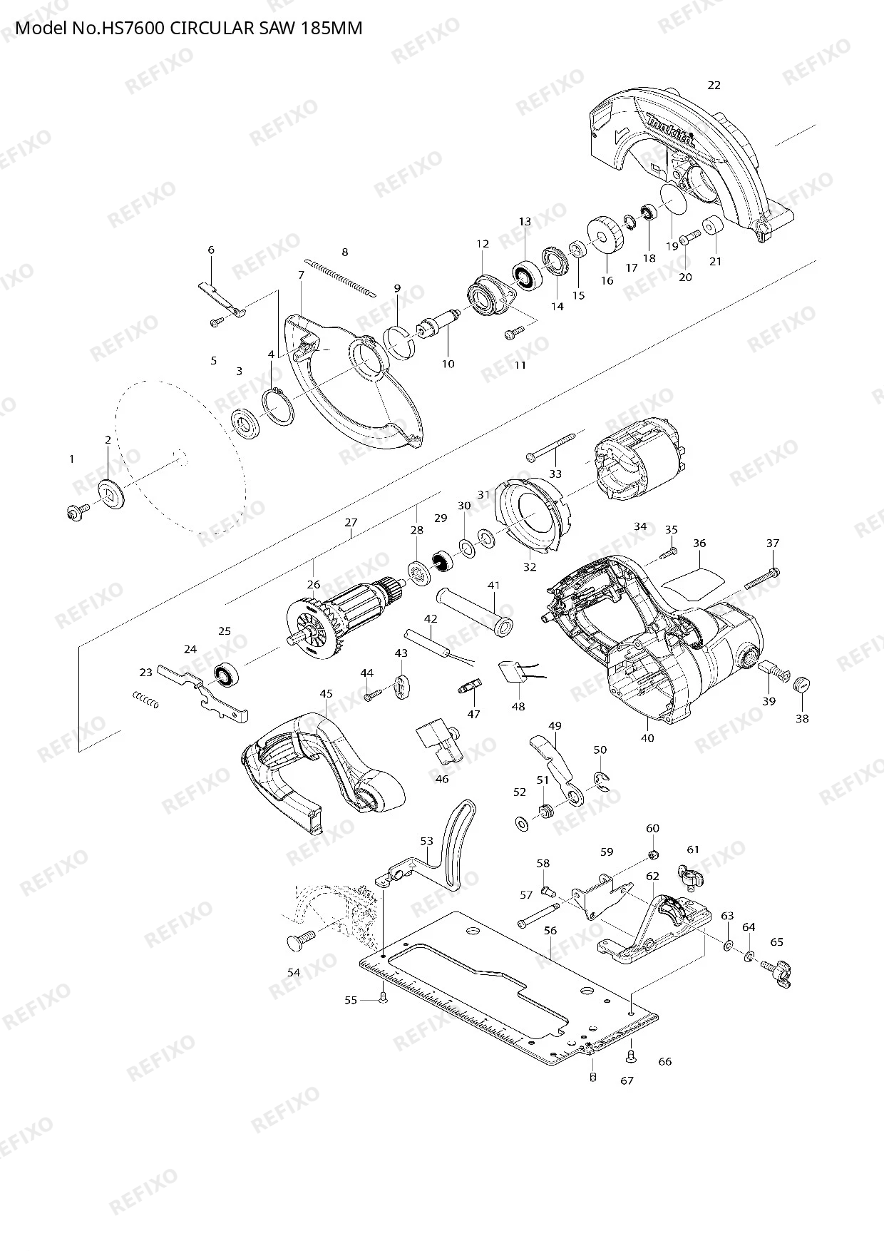 Деталировка MAKITA HS7600 — схема запчастей в разборе