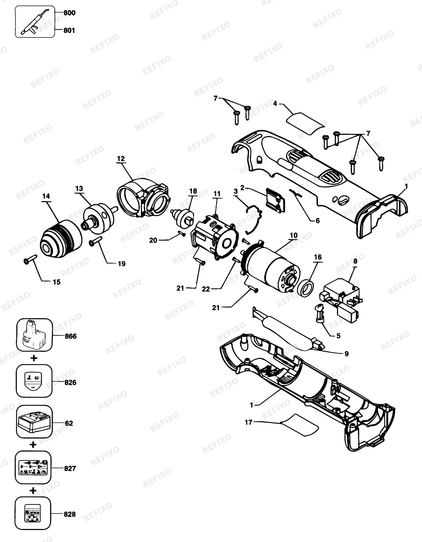 Деталировка DeWalt DW965-DE TYPE 1 RIGHT ANGLE DRILL DW965-DE DW965 — схема запчастей в разборе