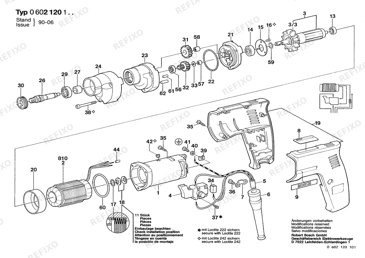 Деталировка Bosch Дрель HBM 55/1 (0 602 120 104) — схема запчастей в разборе