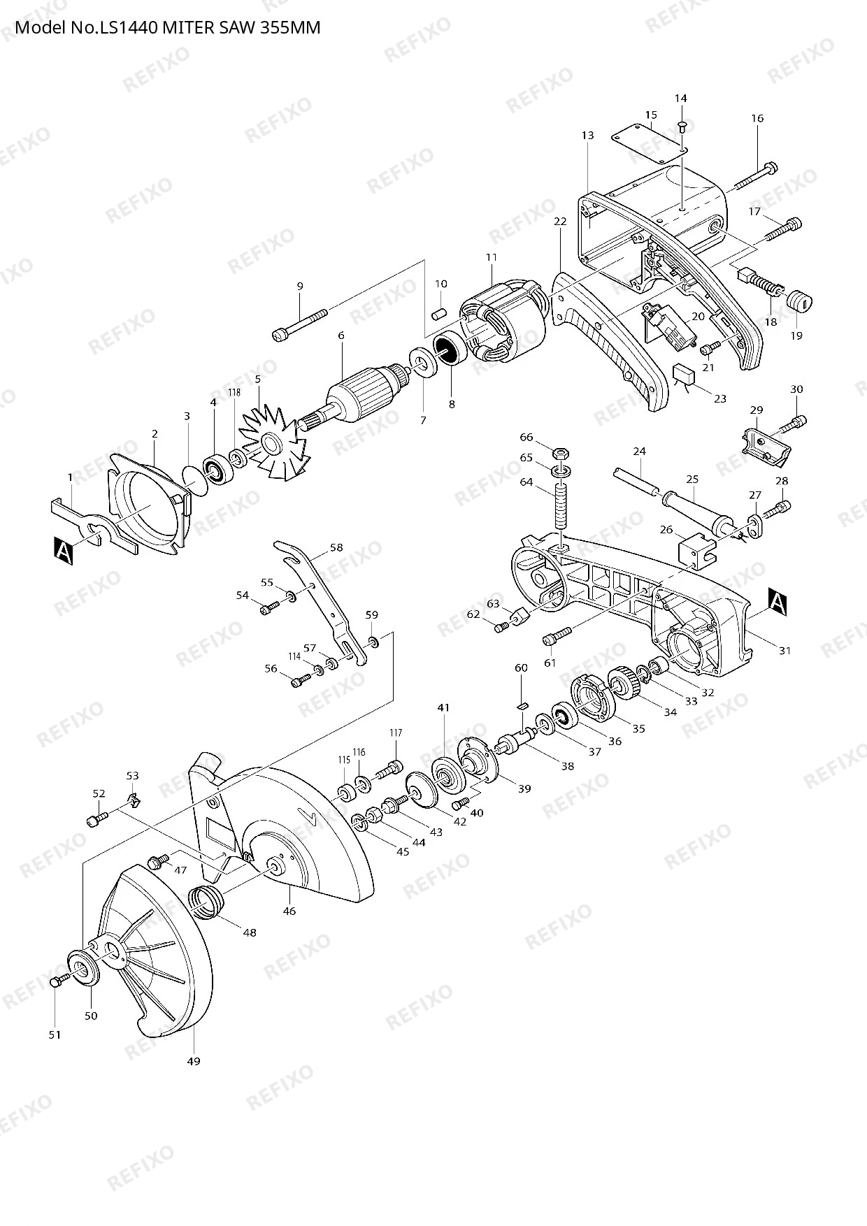 Деталировка MAKITA LS1440 — схема запчастей в разборе