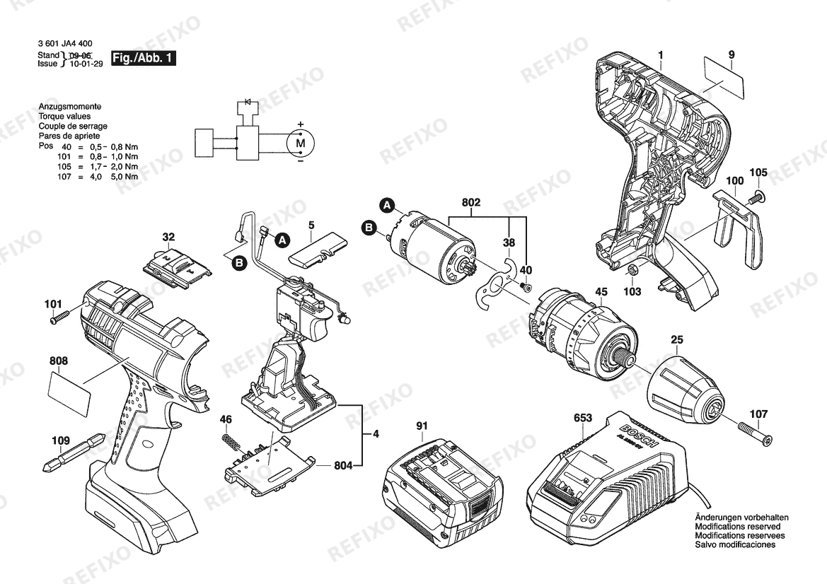 Деталировка Bosch Аккумуляторный шуруповёрт GSR 14,4V-2-LI bare | 14.4 V | 063 - BR (3 601 JA4 4D0) — схема запчастей в разборе