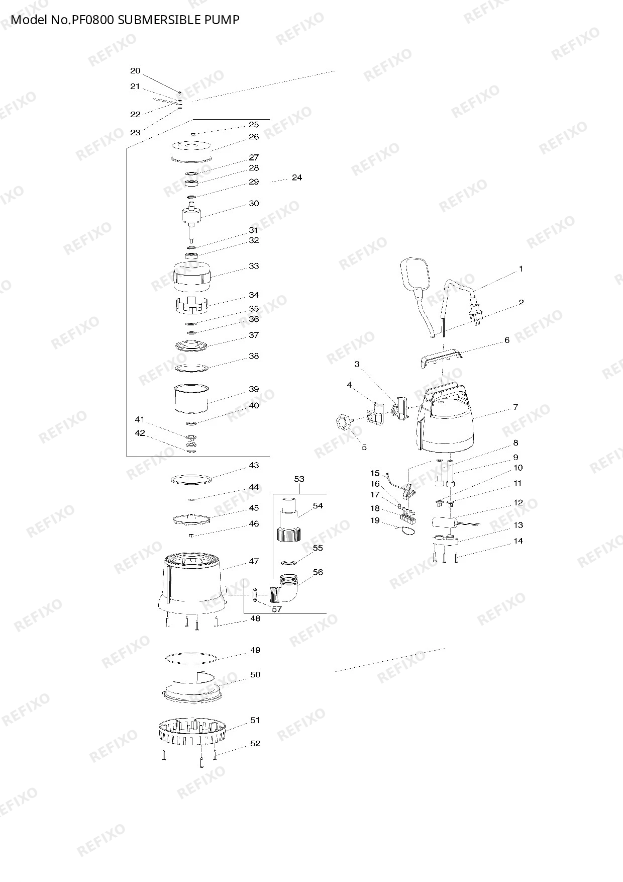 Деталировка MAKITA PF0800 — схема запчастей в разборе