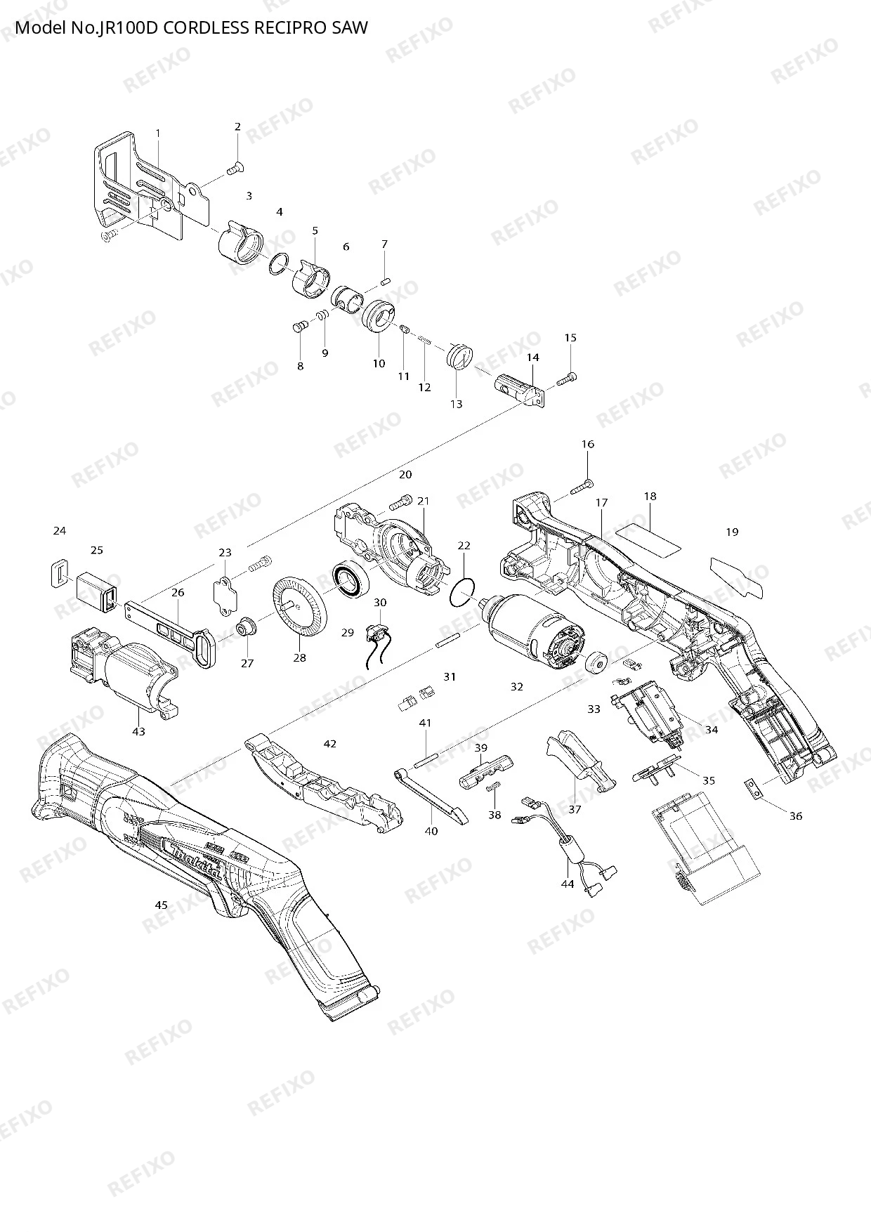 Деталировка MAKITA JR100D — схема запчастей в разборе
