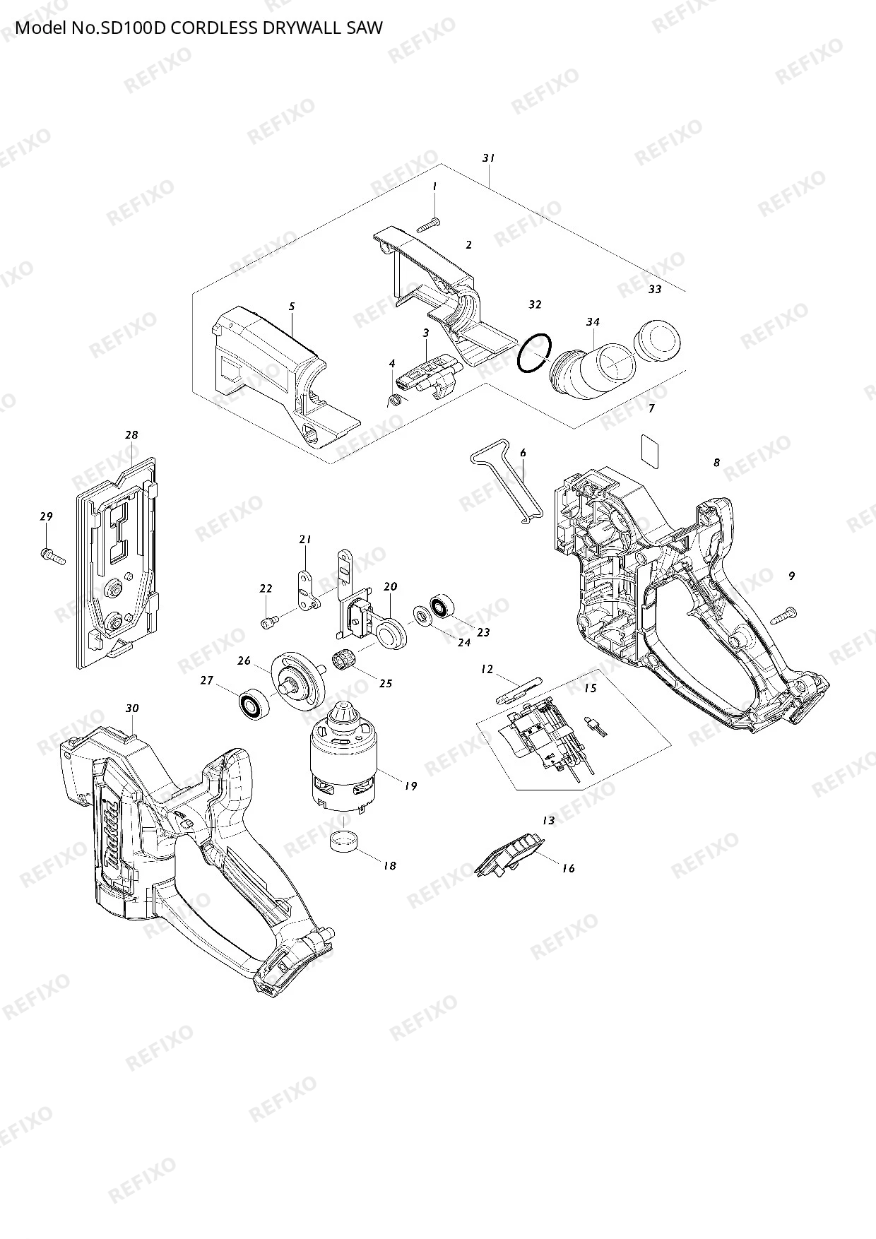 Деталировка MAKITA SD100D — схема запчастей в разборе