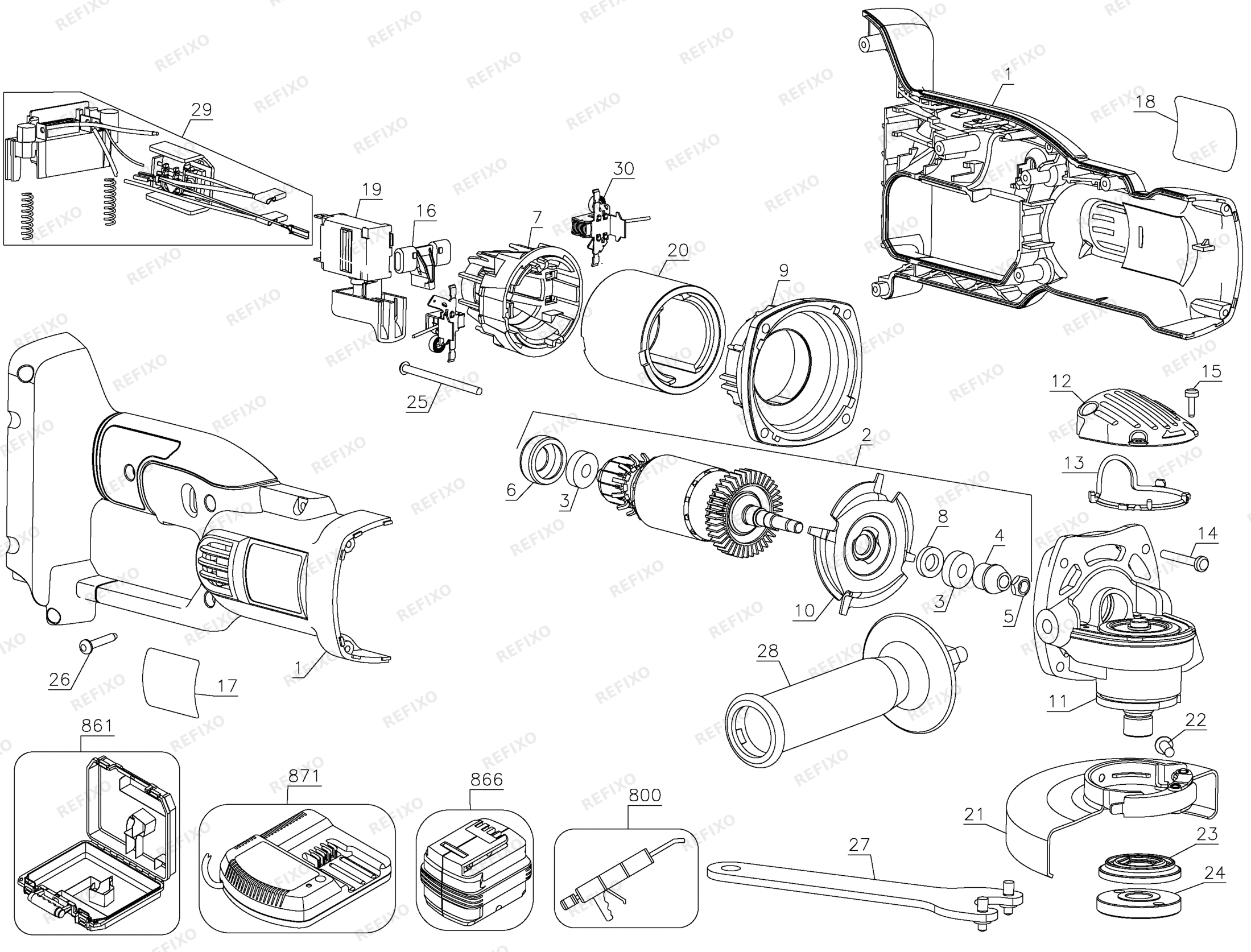 Деталировка DeWalt DC415KL-QW TYPE 1 ABSCHNEIDESTÄNDER DC415KL-QW DC415KL — схема запчастей в разборе