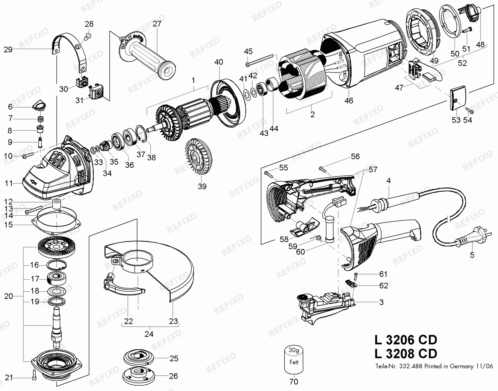 Деталировка Flex L 3208 CD 230CEE 322725 — схема запчастей в разборе