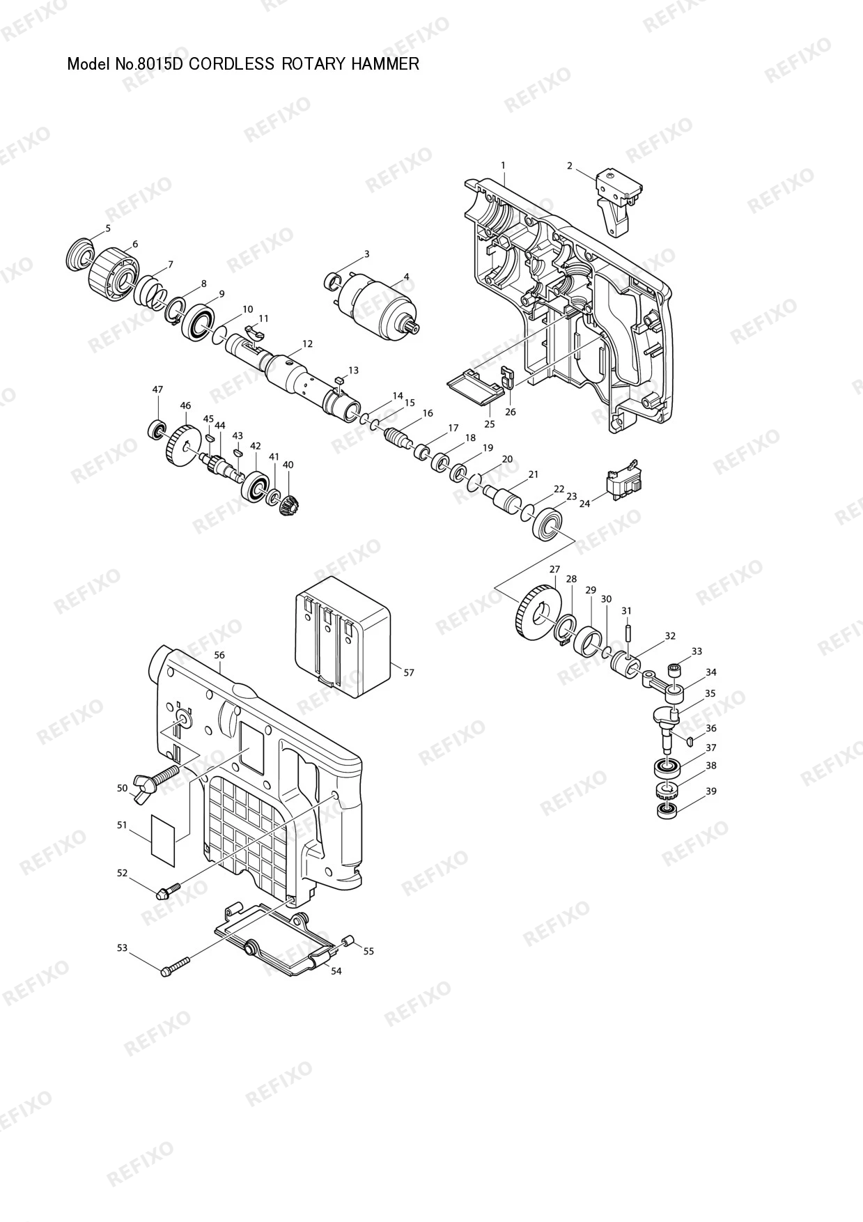 Деталировка MAKITA 8015D — схема запчастей в разборе