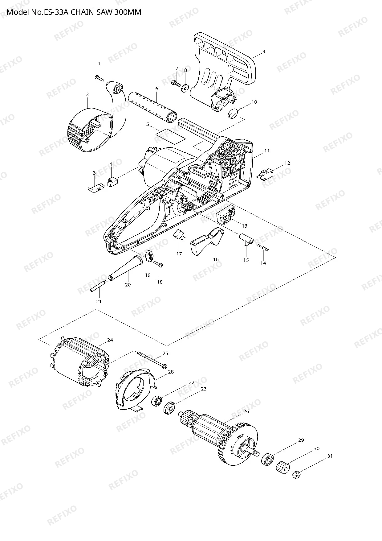 Деталировка MAKITA ES 33A — схема запчастей в разборе