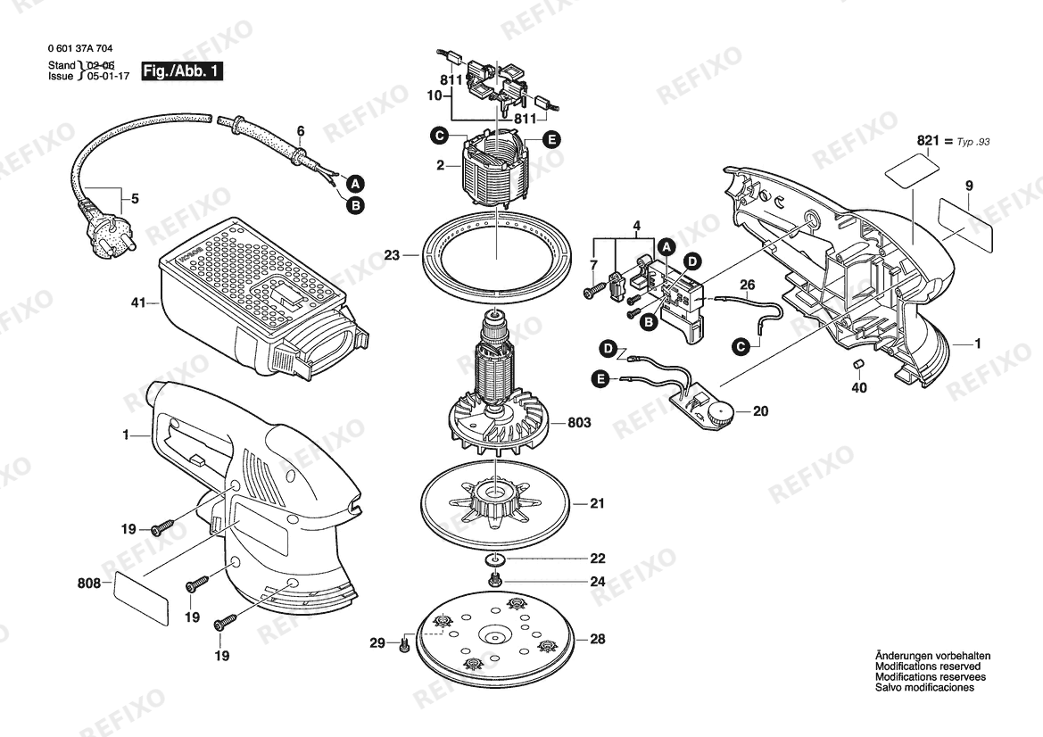 Деталировка Bosch Deltaschleifer GEX 270 AE | 220 V | 011 - KR (0 601 37A 793) — схема запчастей в разборе