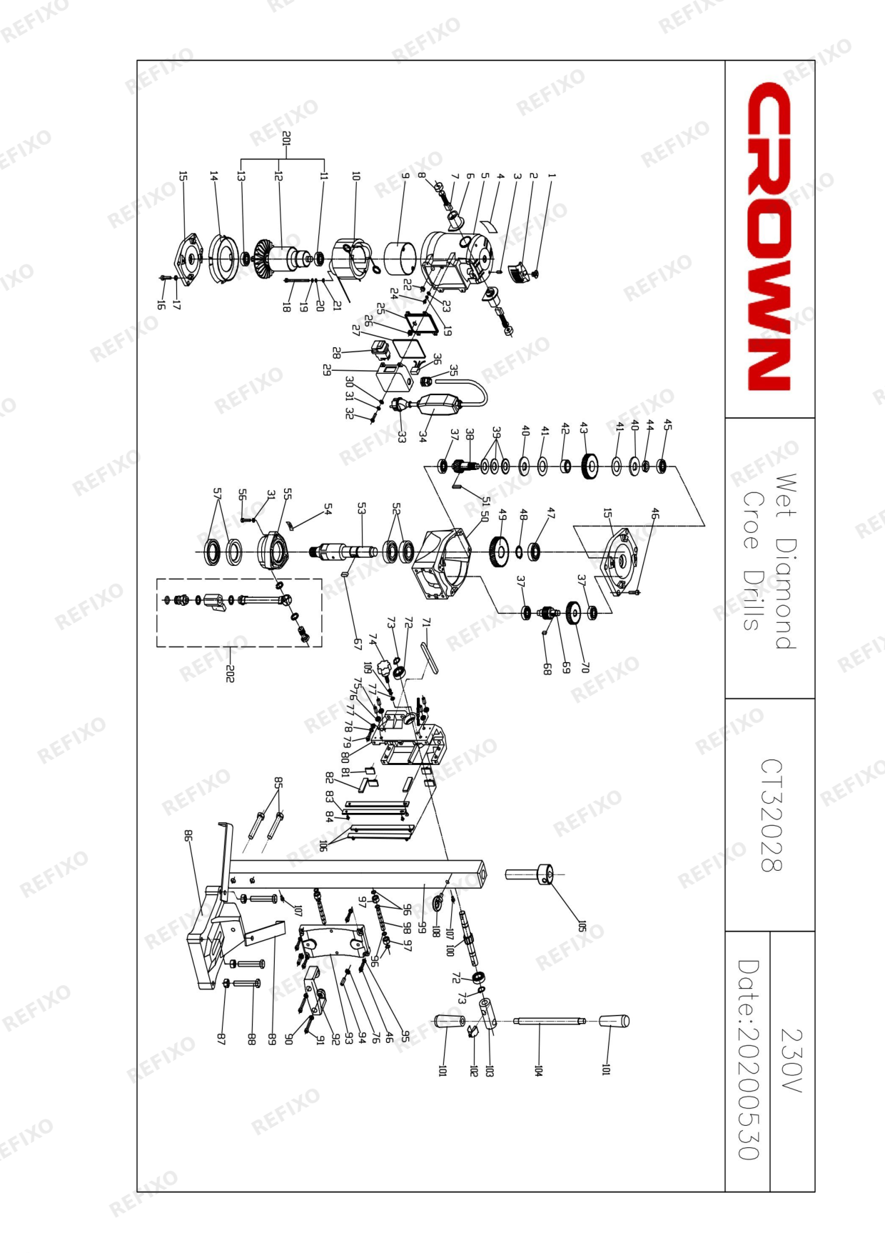 Деталировка CROWN CT32028 — схема запчастей в разборе