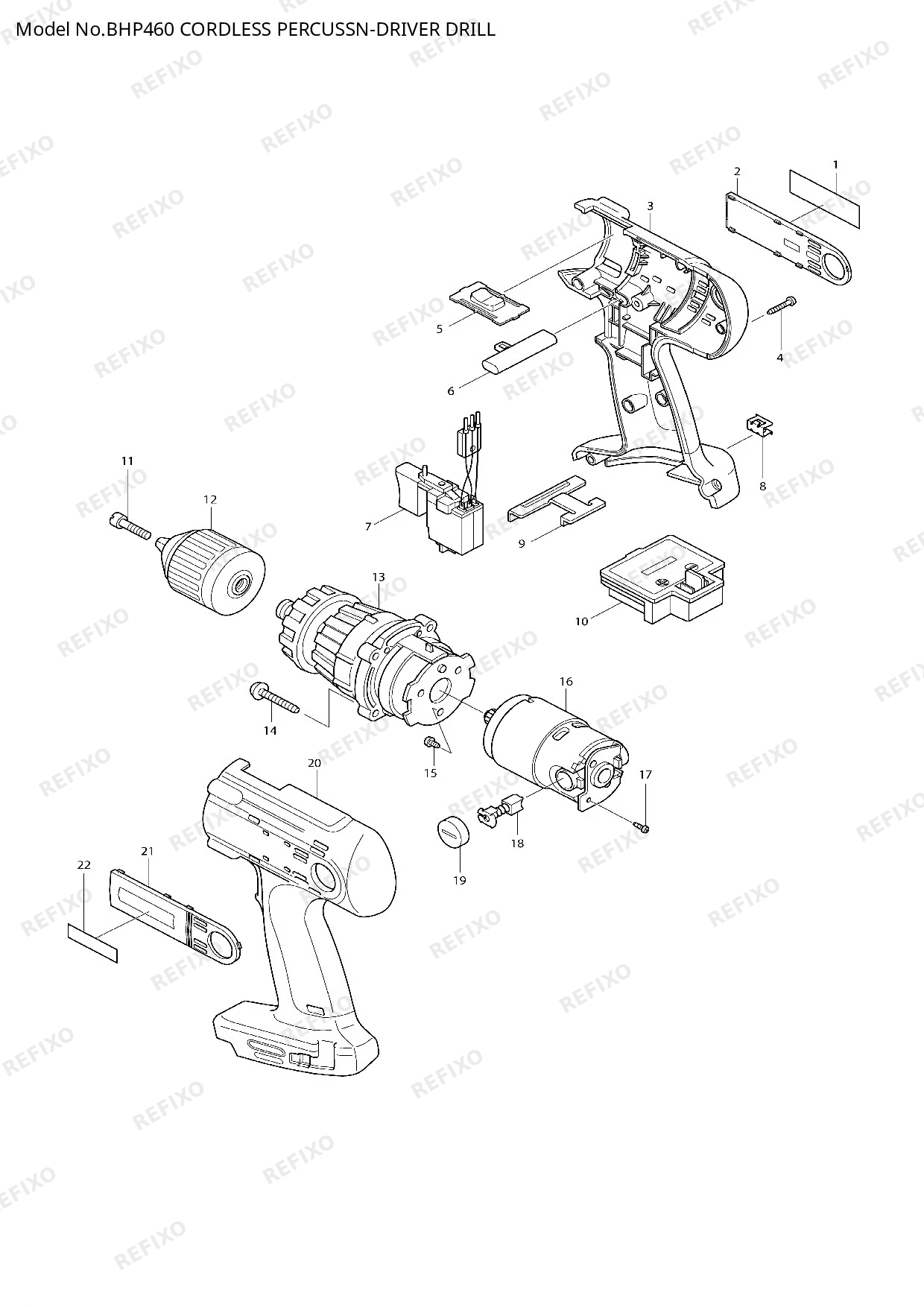 Деталировка MAKITA BHP460 — схема запчастей в разборе