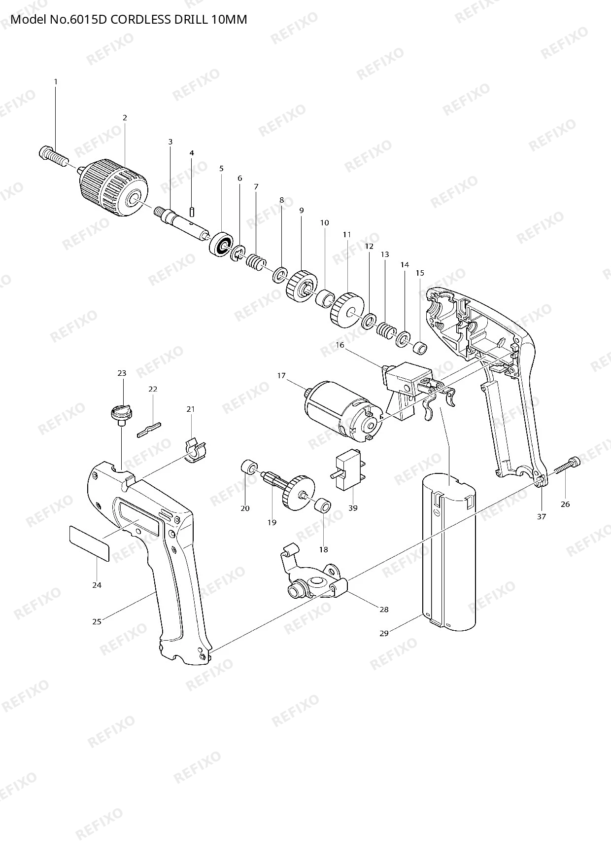 Деталировка MAKITA 6015D — схема запчастей в разборе
