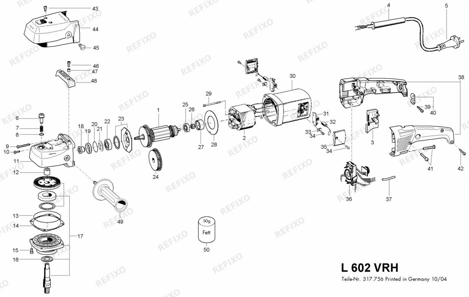 Деталировка Flex L 602 VRH- набор - Polierer 318612 — схема запчастей в разборе