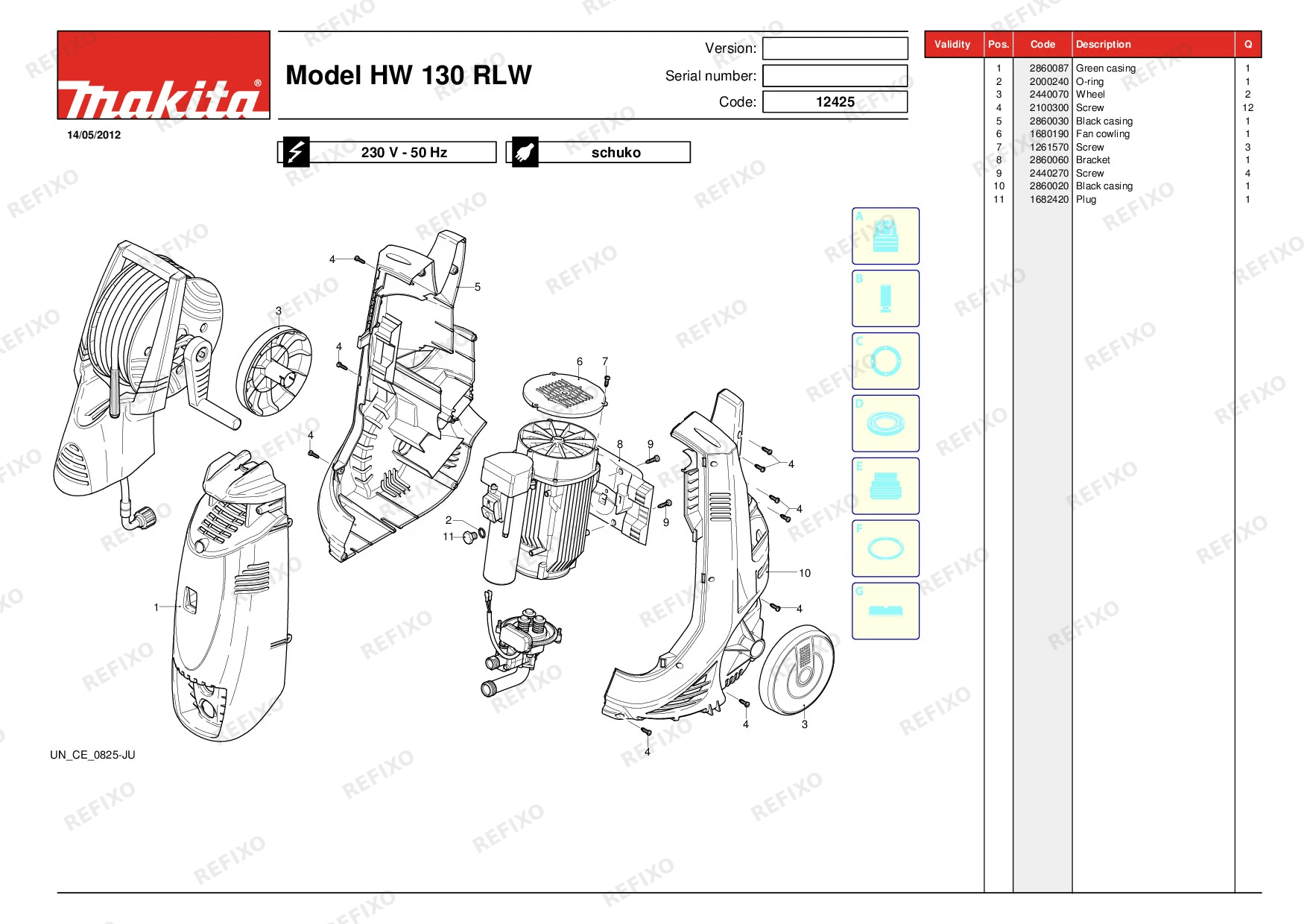 Деталировка MAKITA HW130 — схема запчастей в разборе